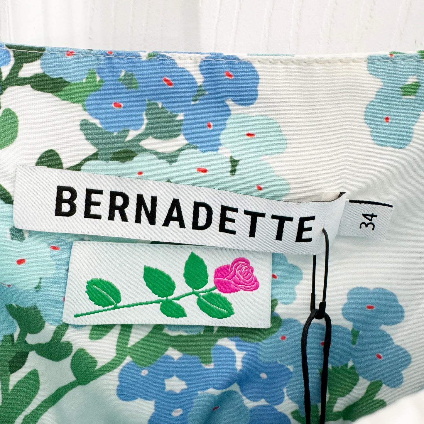 Bernadette "Jules" Taffeta Babydoll Floral Print Dress in "Blue Hortensia", size 34