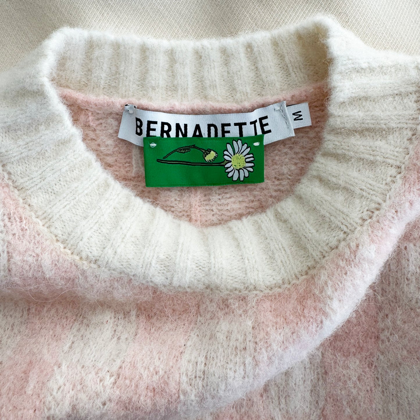 Bernadette "Leon" Pullover in Pink/Ivory, size Medium (fits size Small)