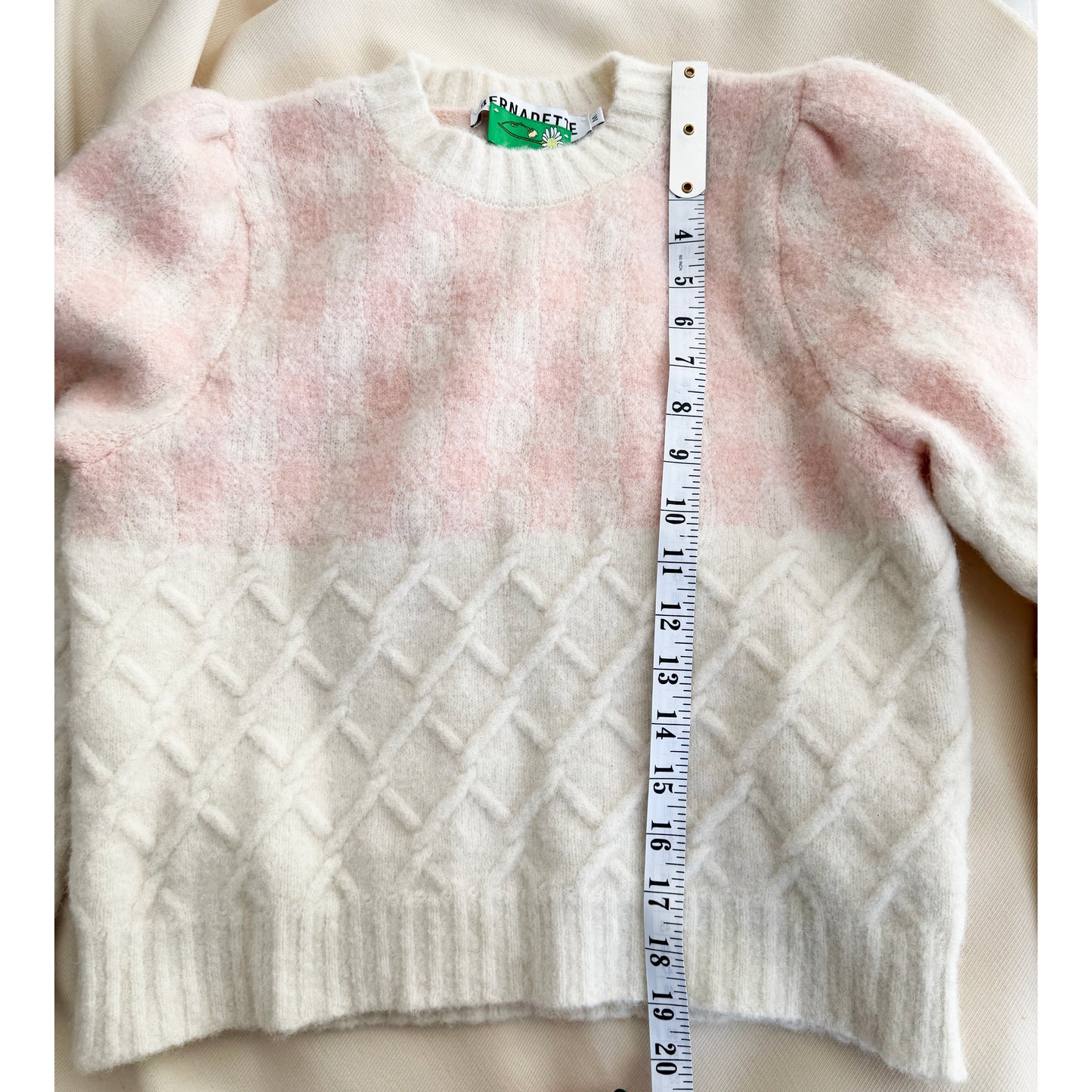 Bernadette "Leon" Pullover in Pink/Ivory, size Medium (fits size Small)