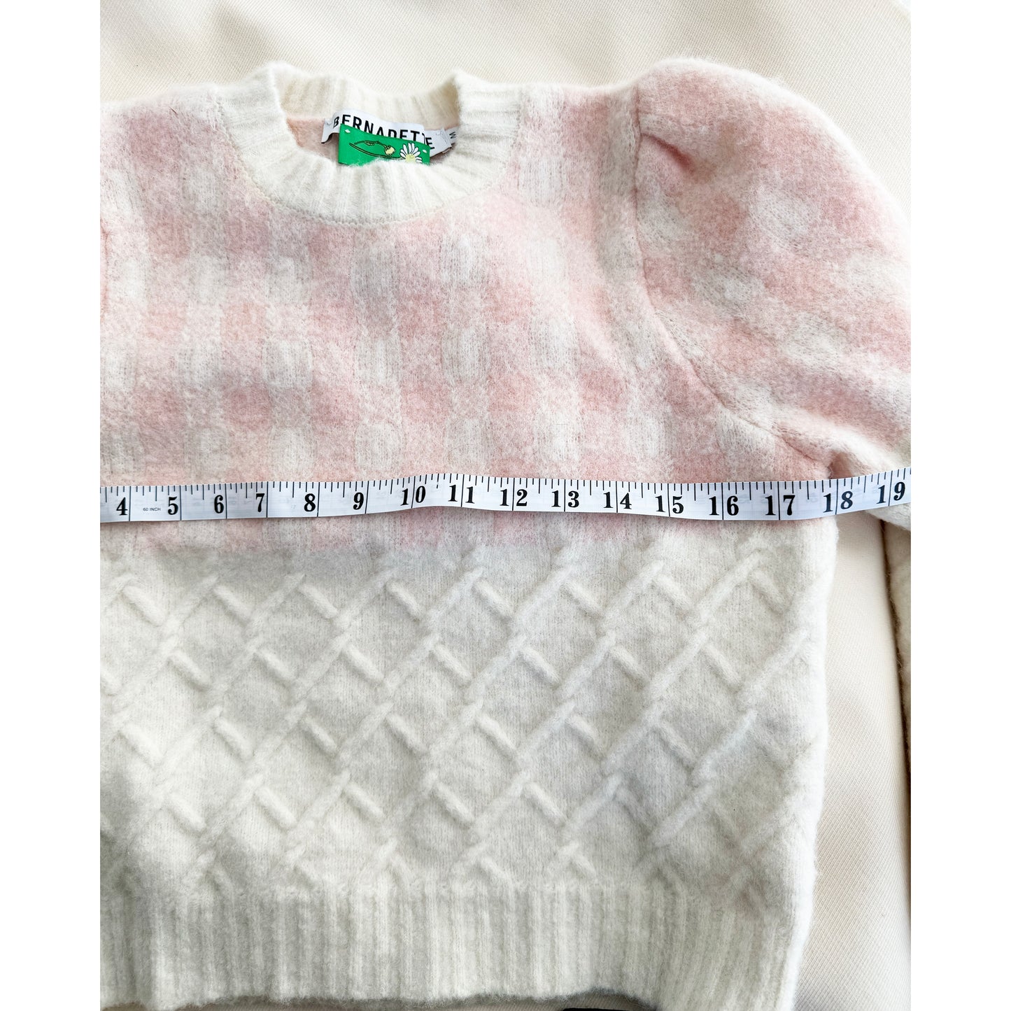 Bernadette "Leon" Pullover in Pink/Ivory, size Medium (fits size Small)