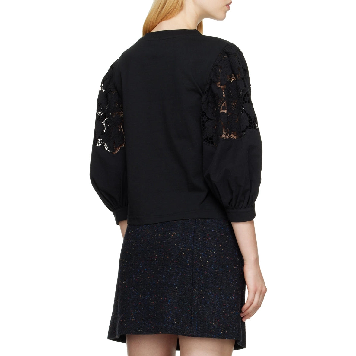 See by Chloe Lace Insert Tee in Black, sise XL (fits like a Large)