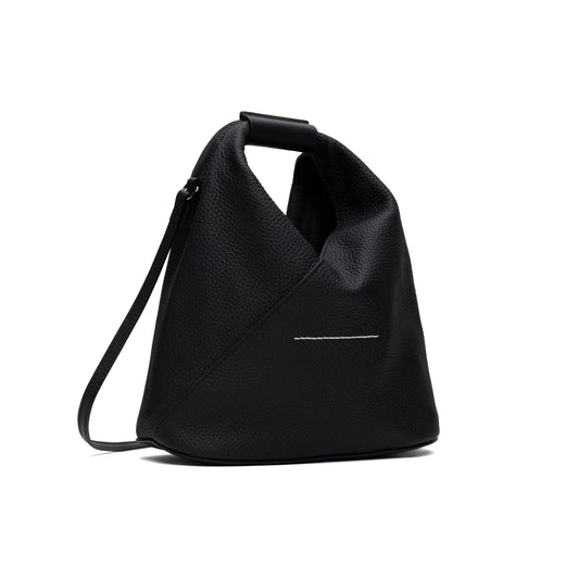 MM6 Margiela Small Triangle Bag in Black Grained Leather