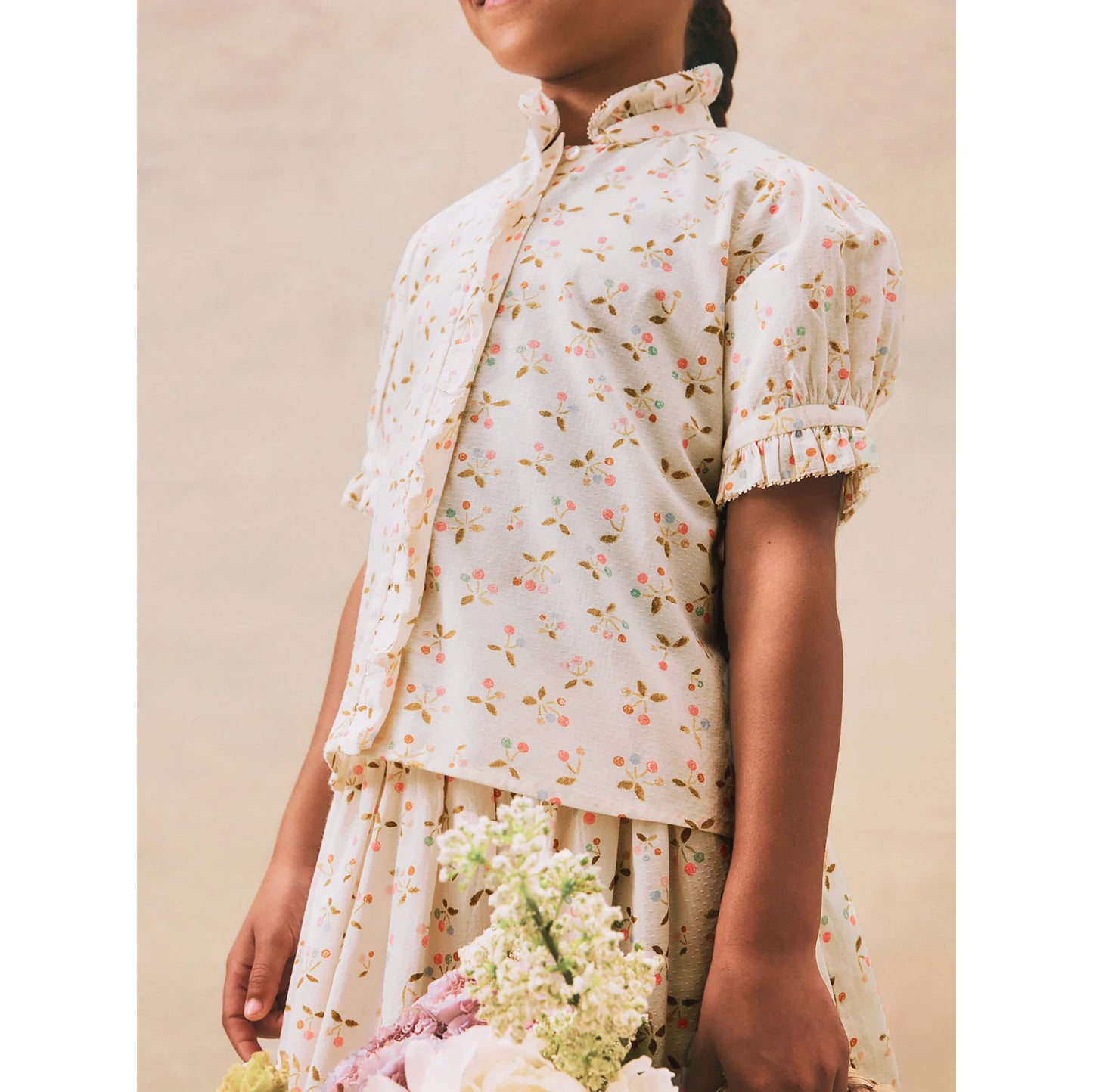 Bonpoint "Cindy" Liberty Floral Print Cotton Blouse, size 10 years