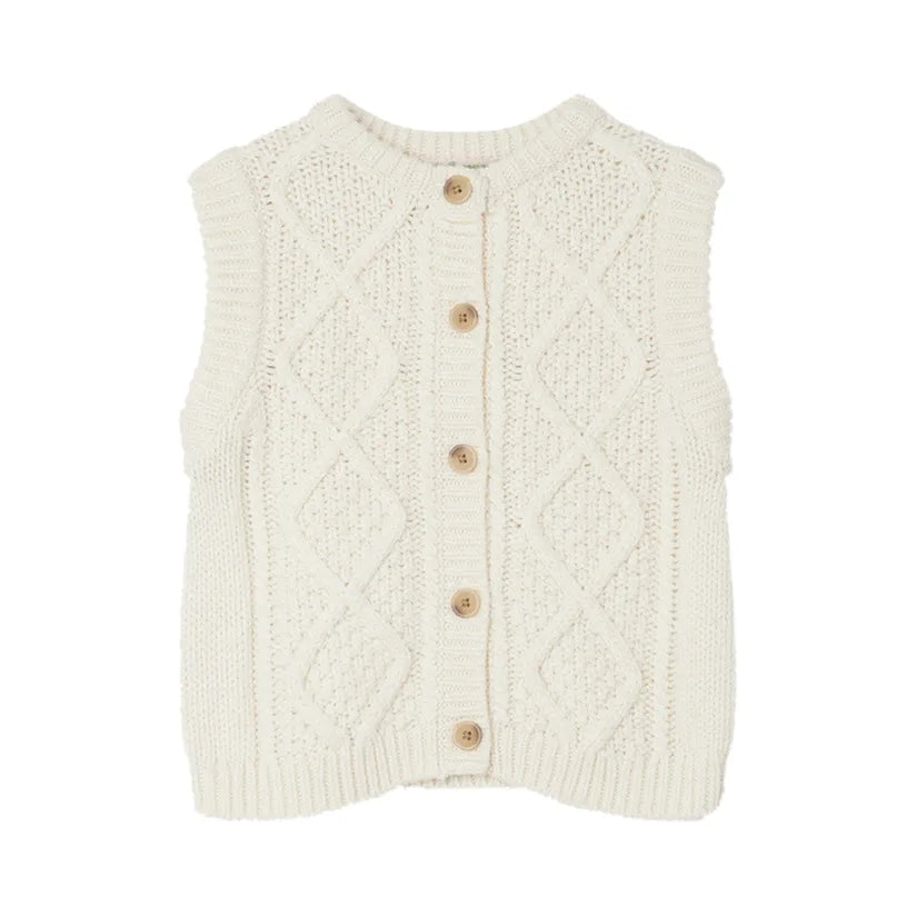 ** KIDS ** Bonpoint Cable Knit Vest in Ivory, size 10 years