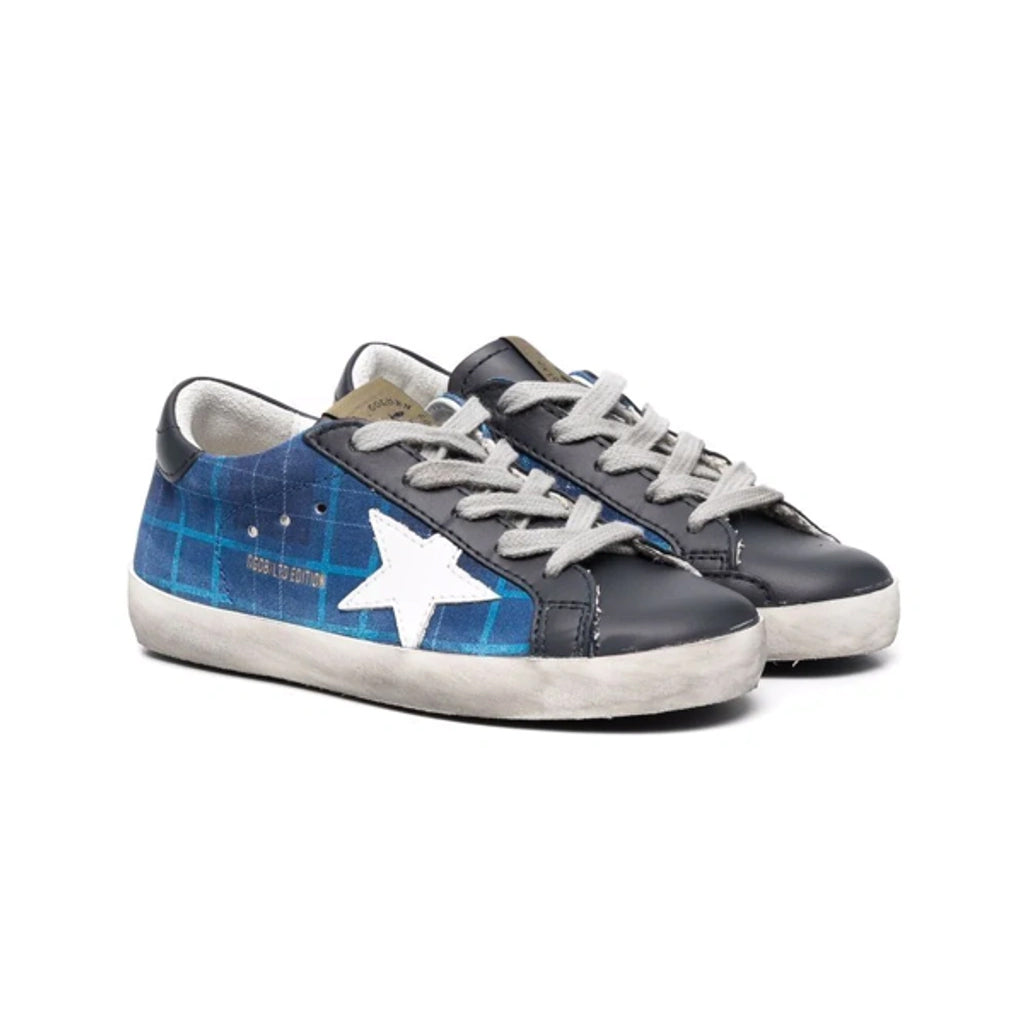 Bonpoint x Golden Goose Superstar Sneakers in Blue Check, size 37