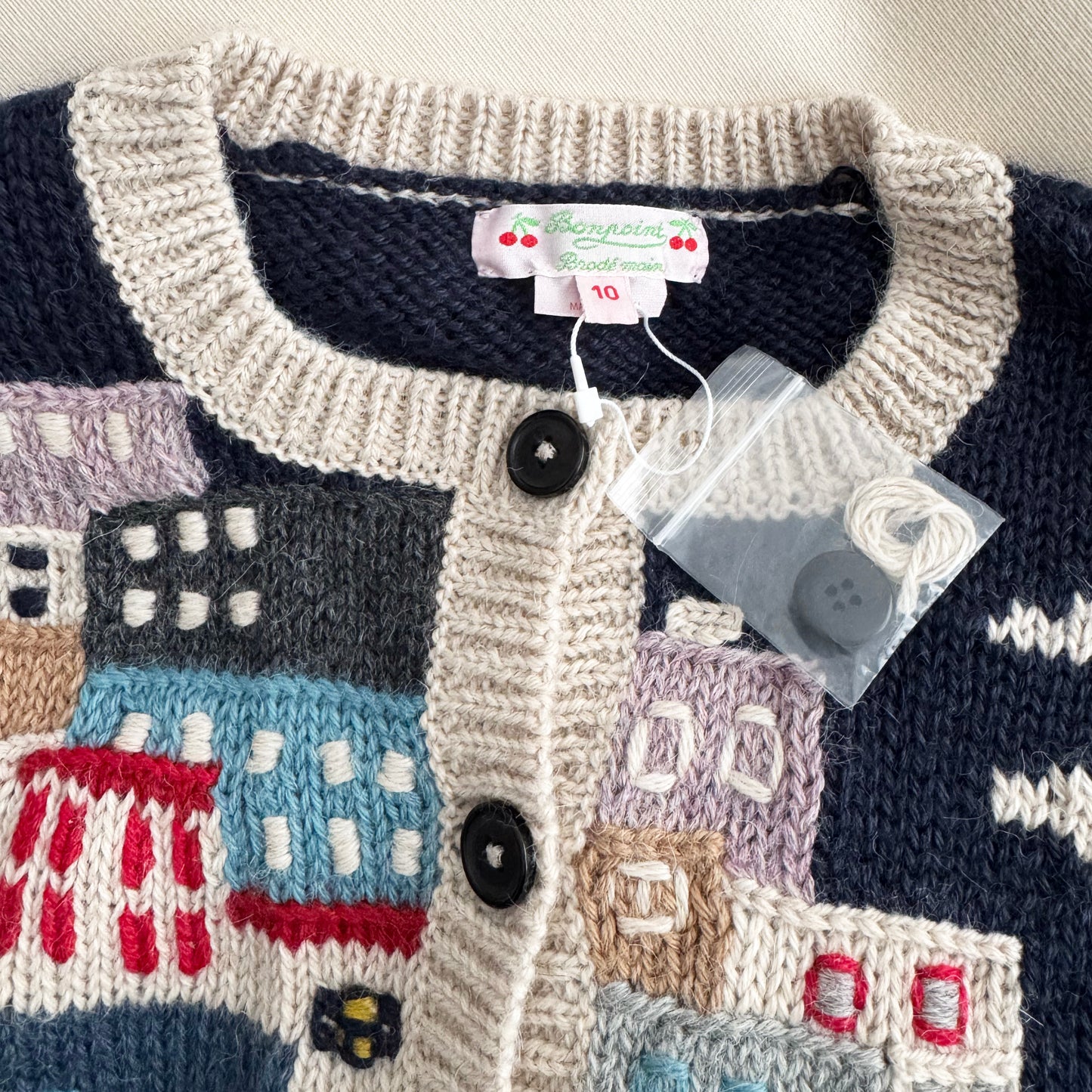 Bonpoint Intarsia Cardigan, size 10 years
