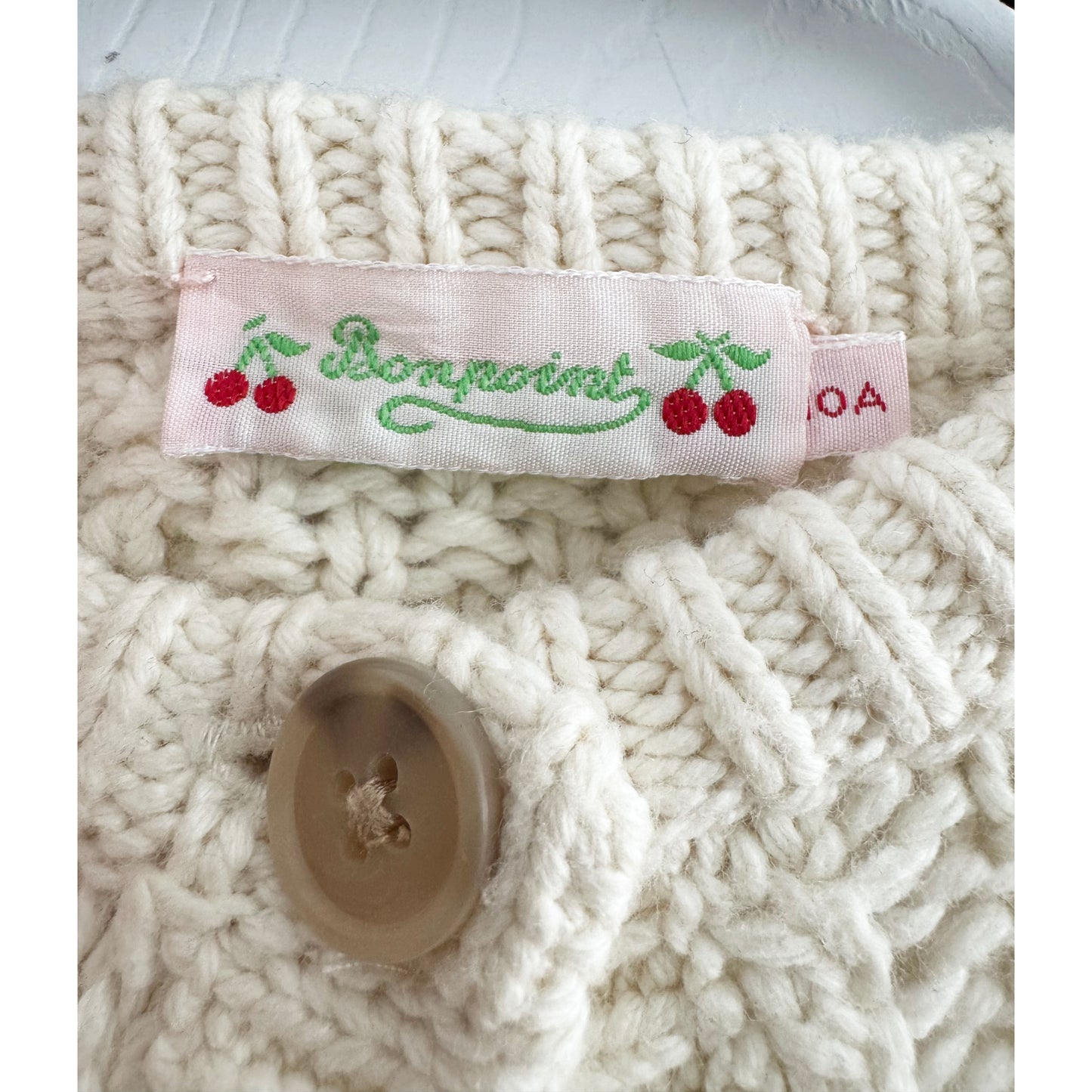 ** KIDS ** Bonpoint Cable Knit Vest in Ivory, size 10 years