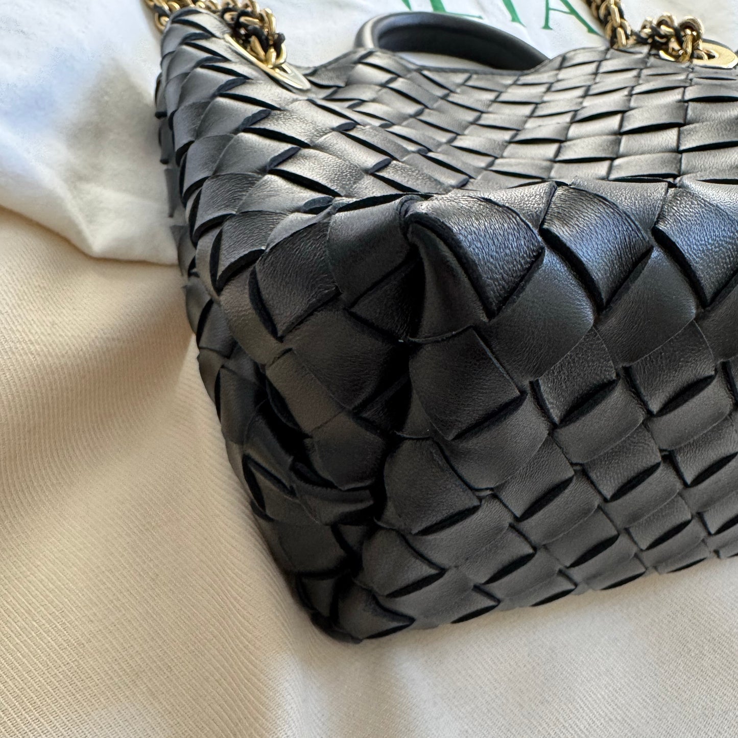 Bottega Veneta Small "Andiamo" Bag in Black with Chain Strap