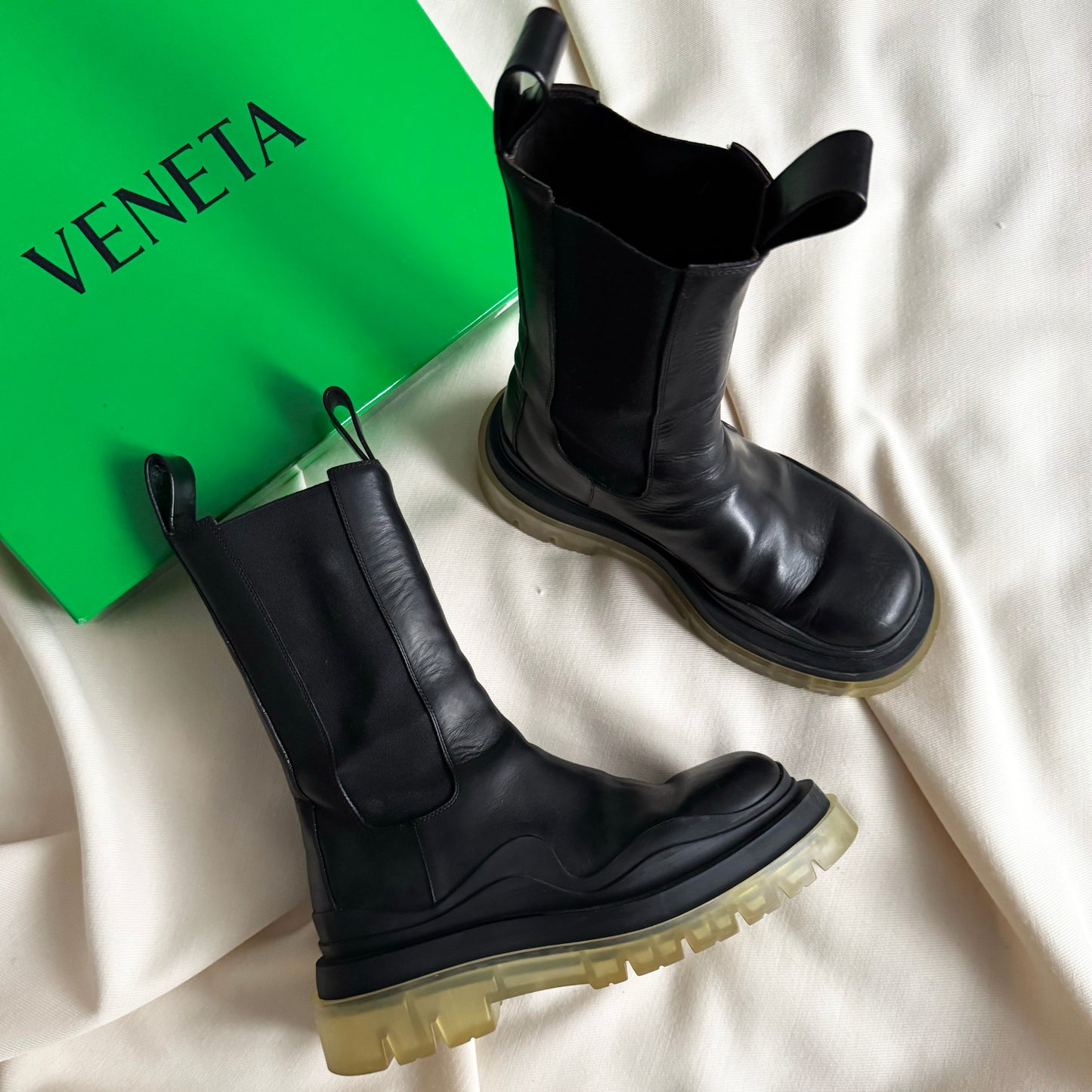 Bottega Veneta Tire Boot in Black, Size 38 (fits 38.5)