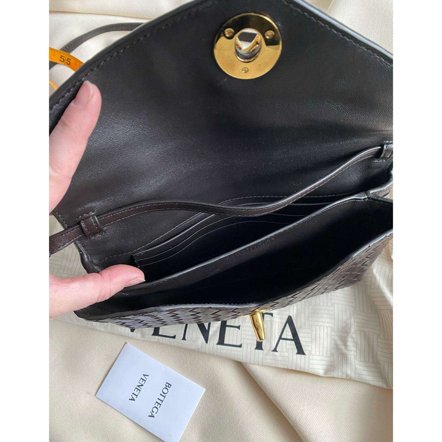 Bottega Veneta Knot Lock Intrecciato Leather Crossbody Bag in "Fondant" (Brown)