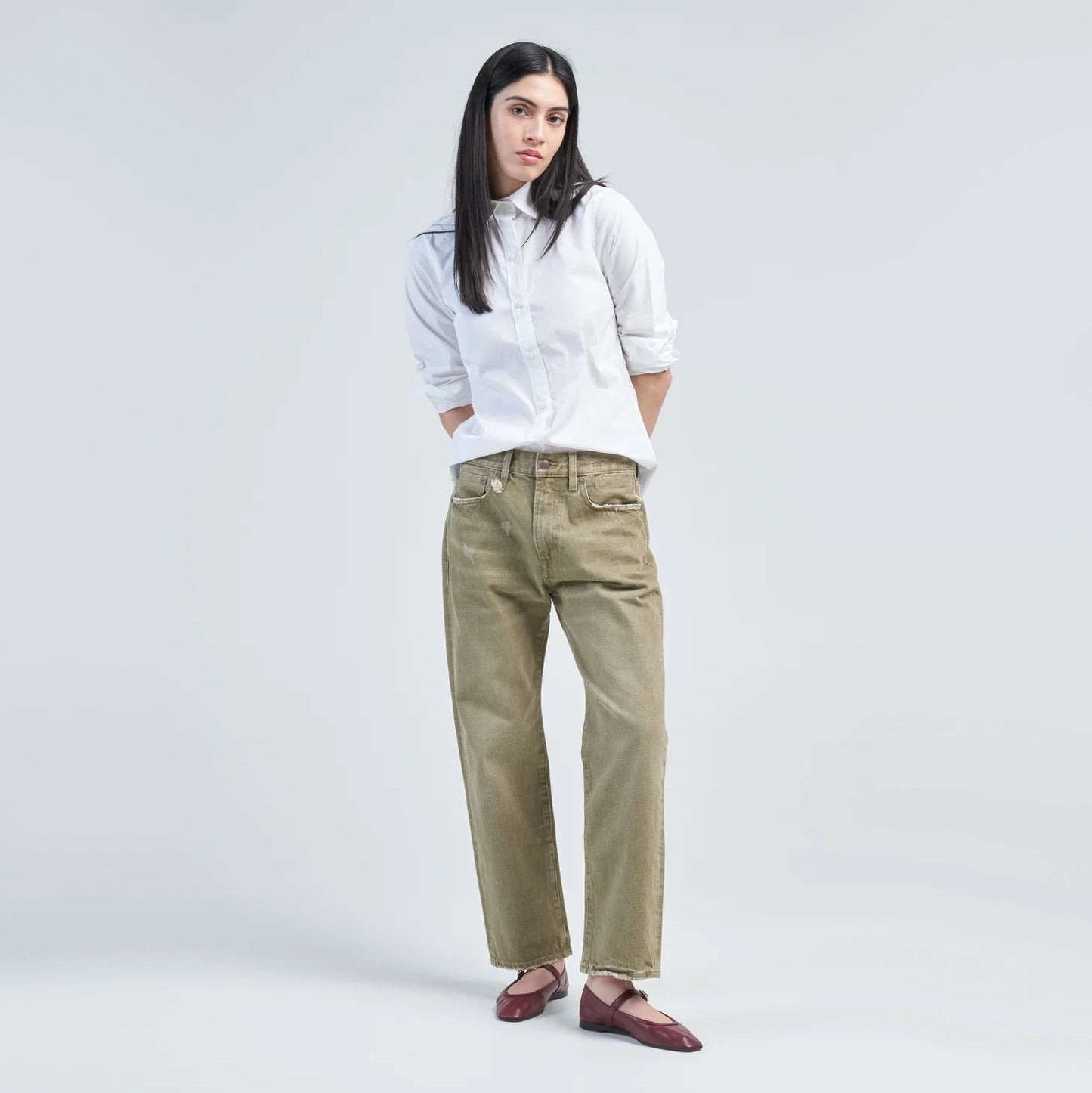 R13 Boyfriend Jeans in Moss Green, size 29