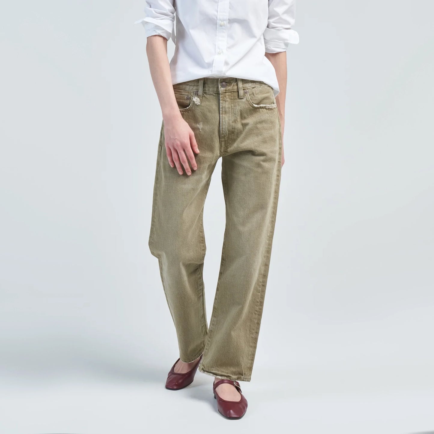 R13 Boyfriend Jeans in Moss Green, size 29