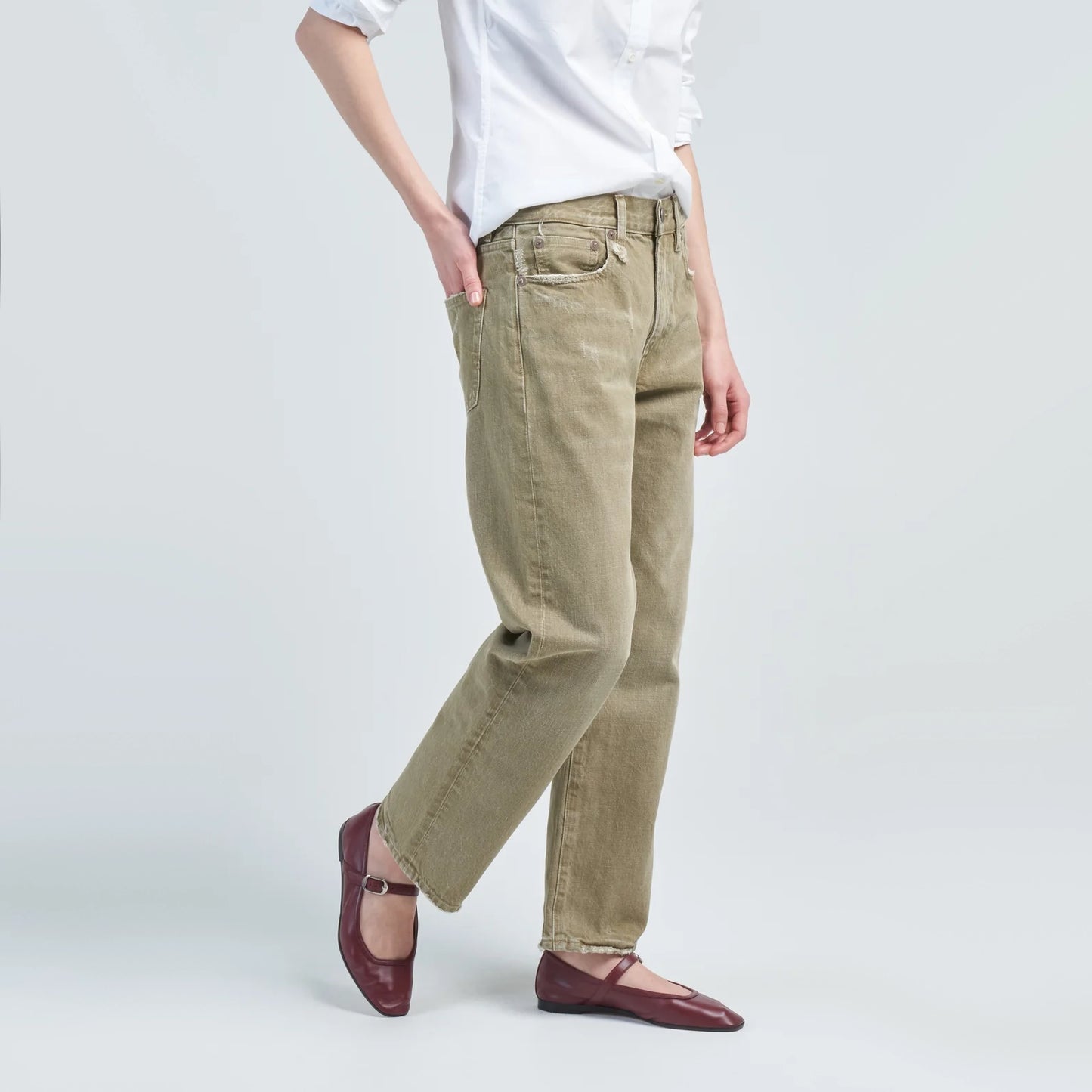 R13 Boyfriend Jeans in Moss Green, size 29