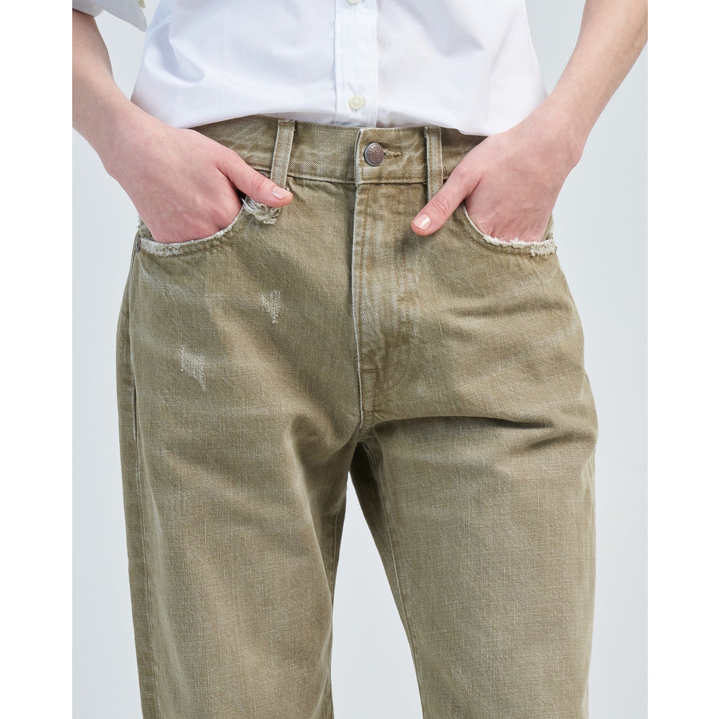 R13 Boyfriend Jeans in Moss Green, size 29