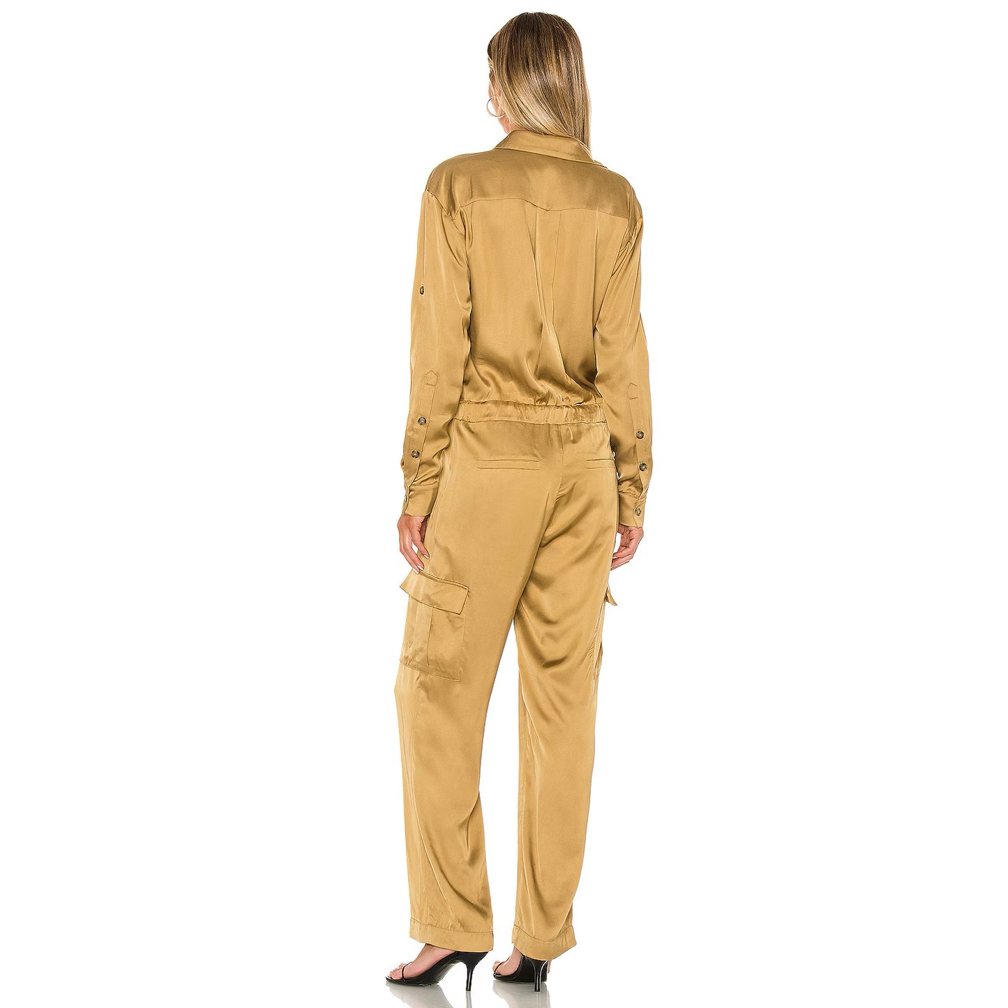 Birgitte Herskind "Sky" Satin Jumpsuit in Camel, size 34
