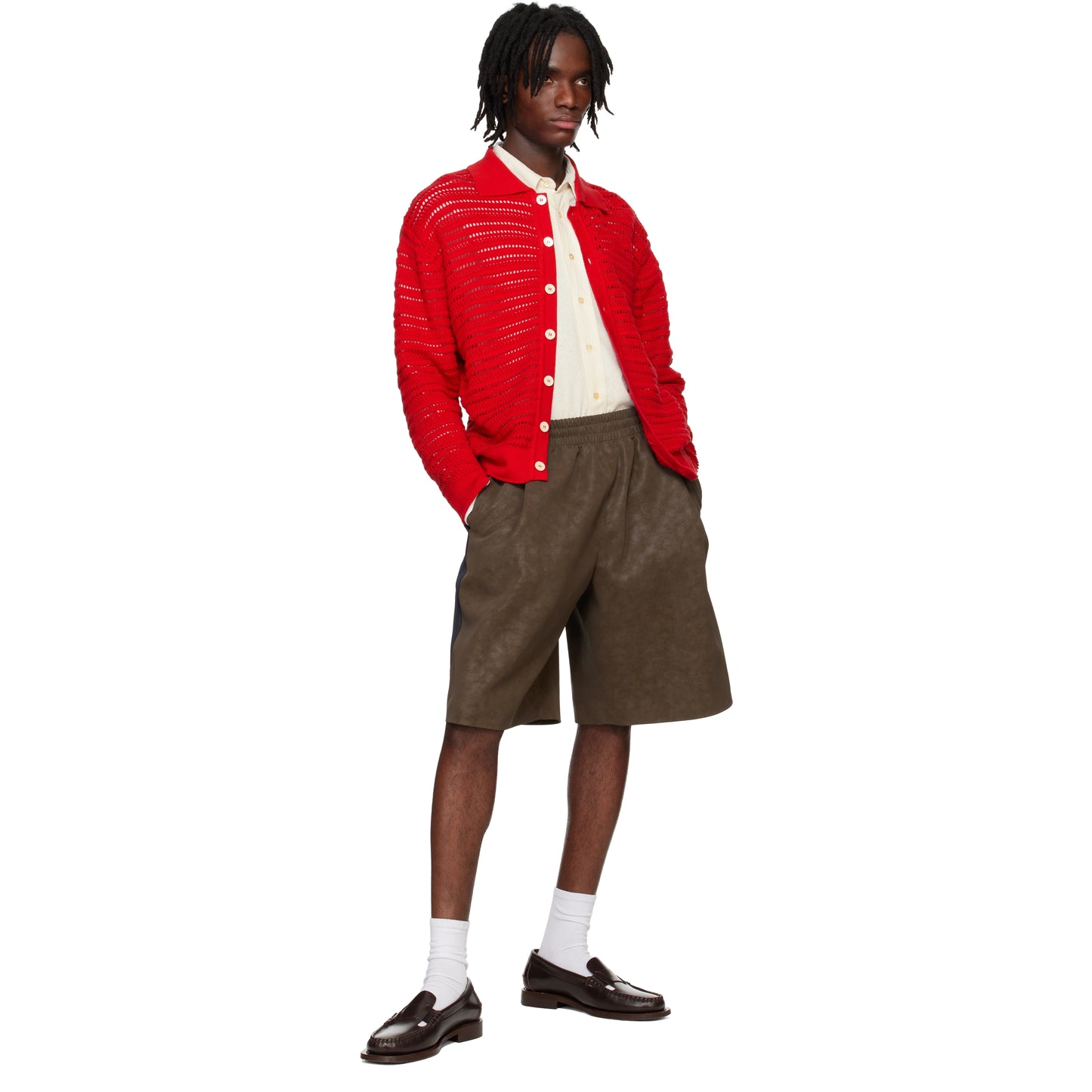 System Faux Suede Shorts in Brown, size 46IT
