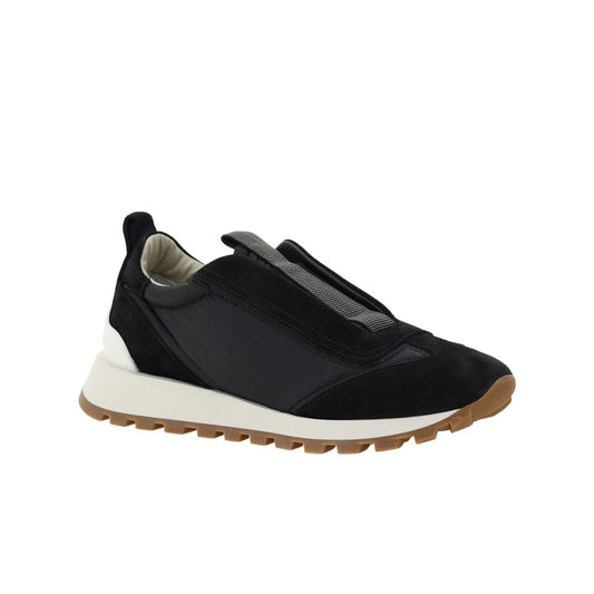 Brunello Cucinelli Nylon And Suede Slip-On Sneakers in Black, size 41