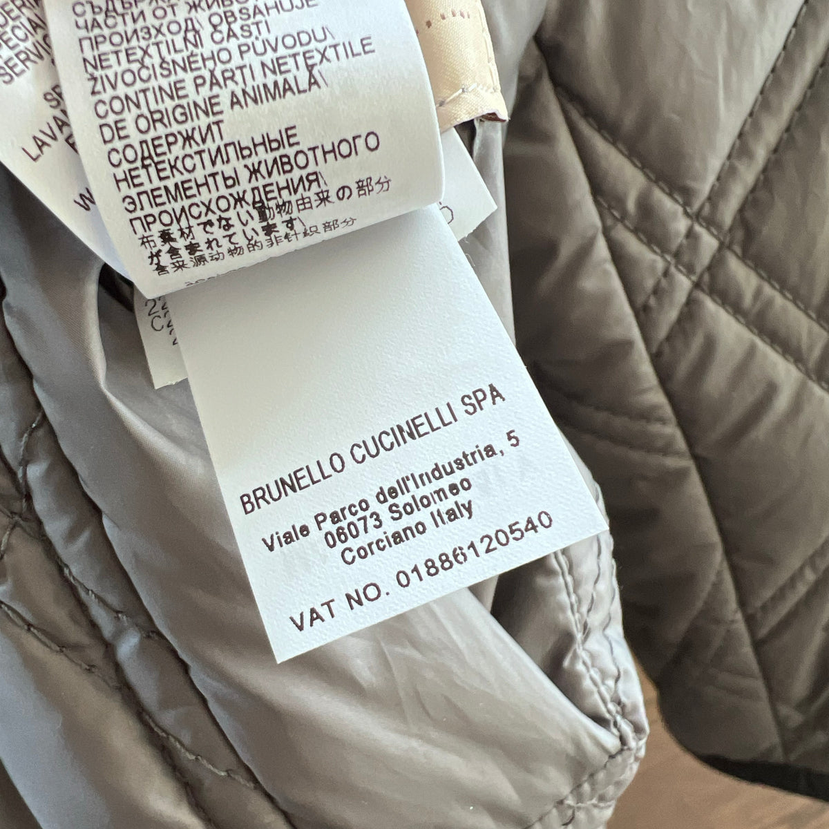 Brunello Cucinelli Reversible Shearling Coat in Ivory/Grey, size 42