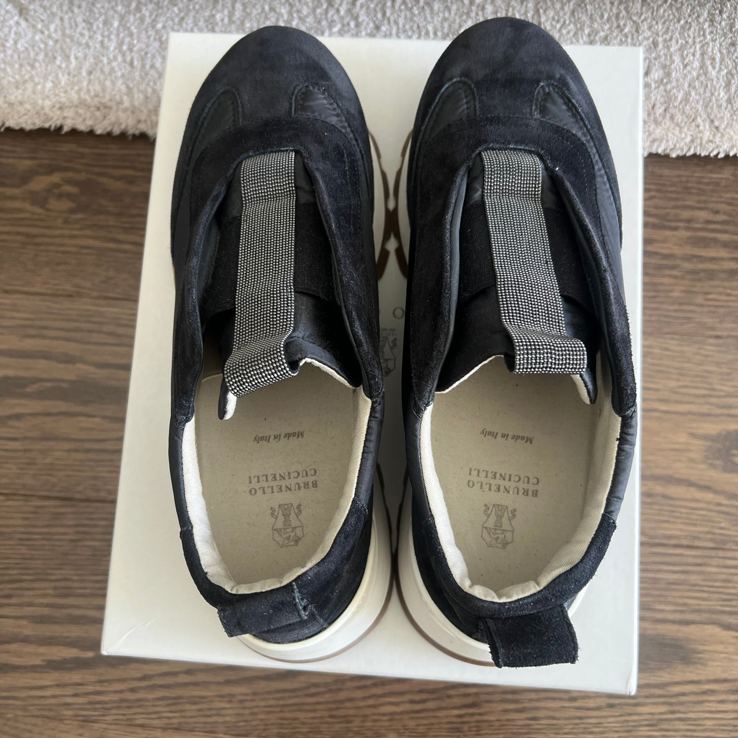 Brunello Cucinelli Nylon And Suede Slip-On Sneakers in Black, size 41