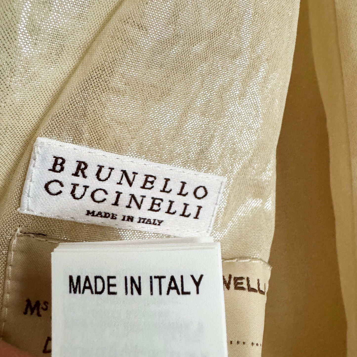 Brunello Cucinelli Double Breasted Blazer in Champagne, size 42