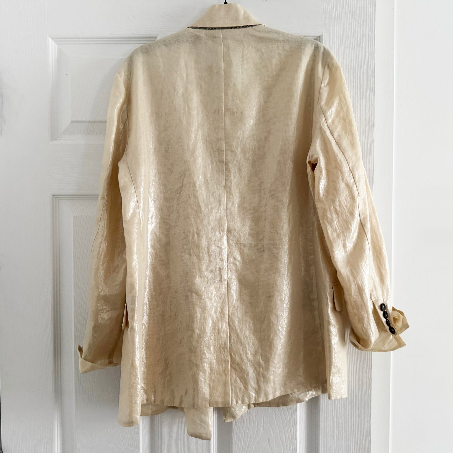 Brunello Cucinelli Double Breasted Blazer in Champagne, size 42
