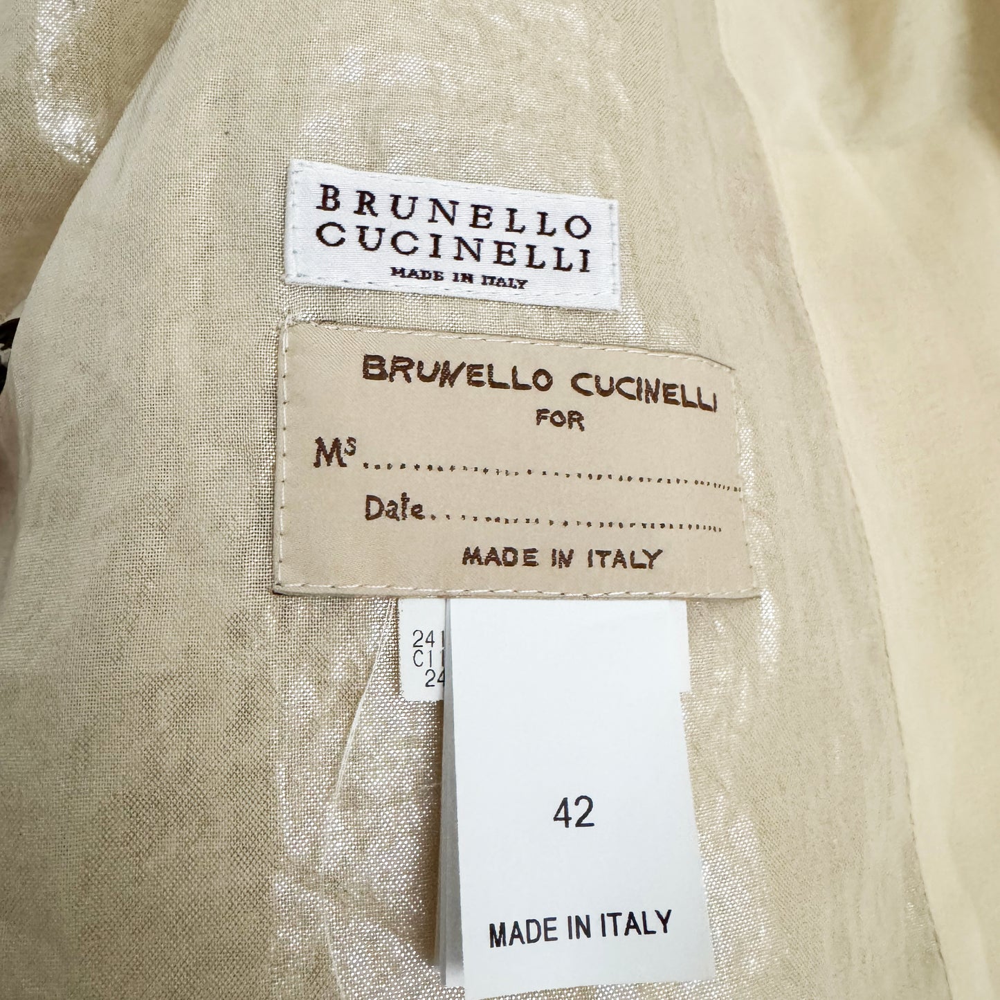 Brunello Cucinelli Double Breasted Blazer in Champagne, size 42