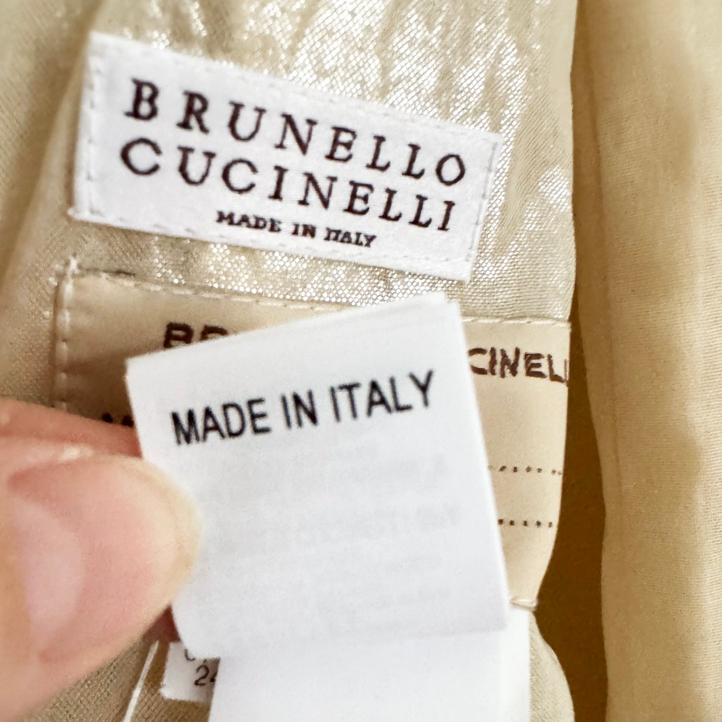 Brunello Cucinelli Double Breasted Blazer in Champagne, size 42