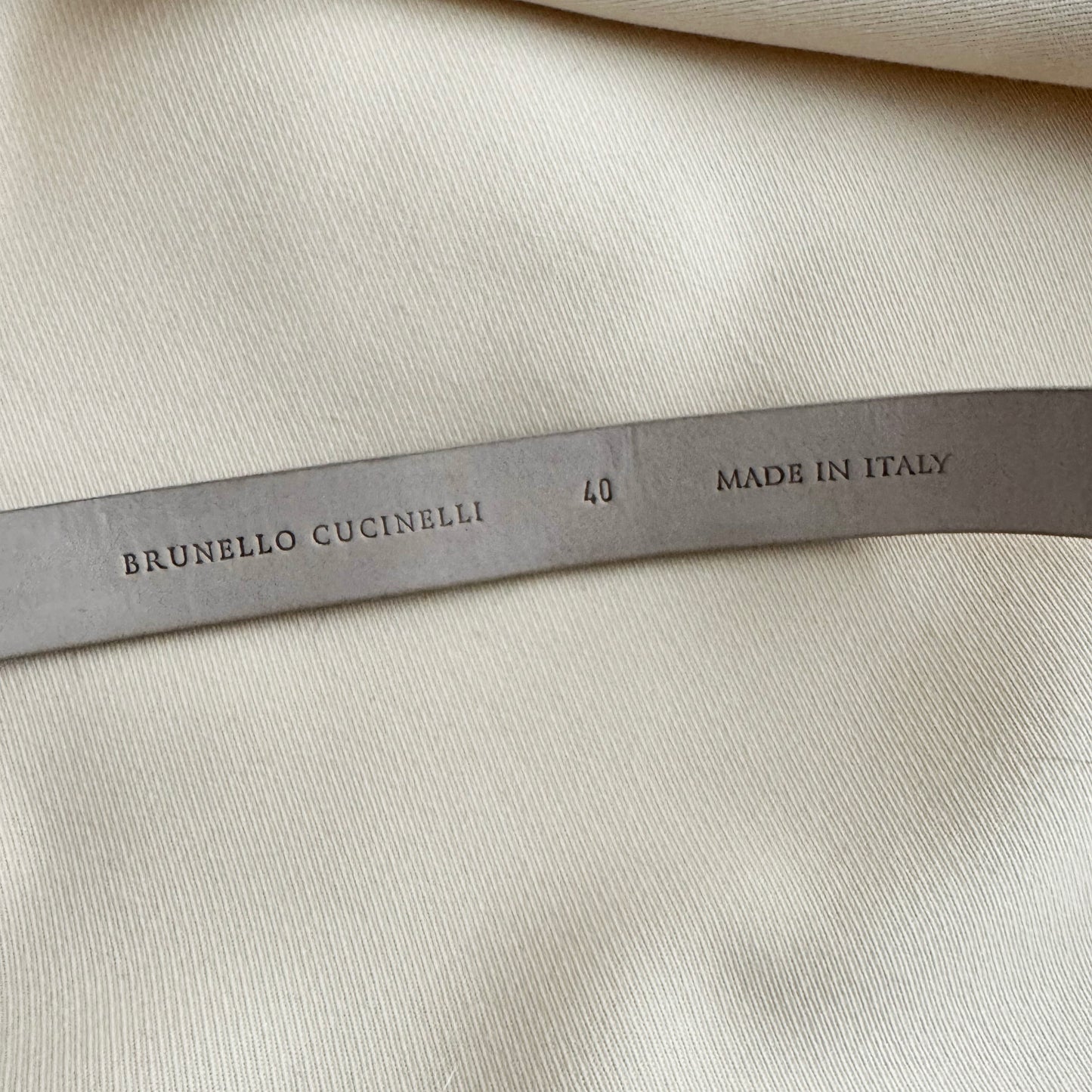 Brunello Cucinelli Light Greige Belt, size 40IT (size Small ish)