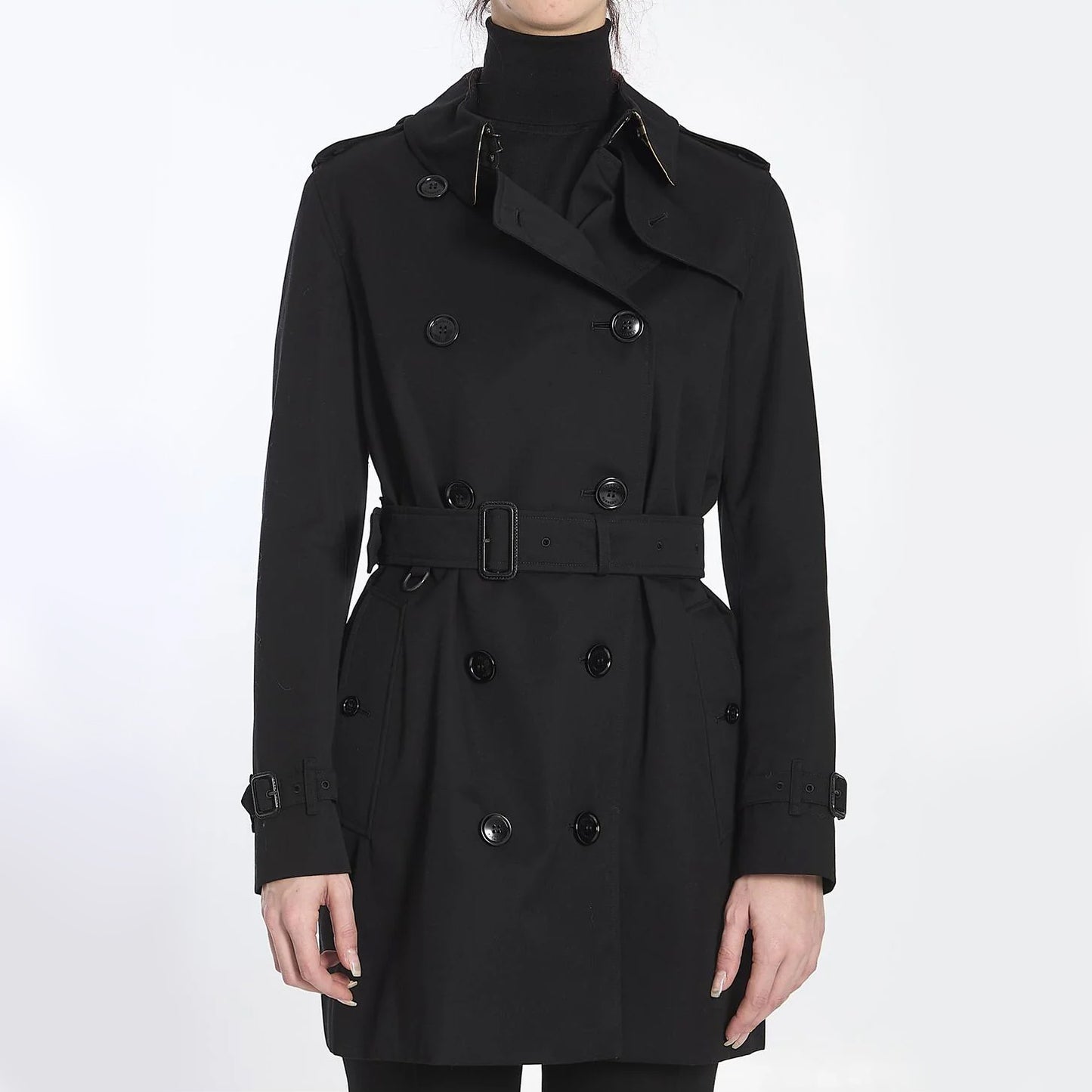 Burberry Short Trench Coat in Black, Size US 6 (8UK) - Fits like size 4 US