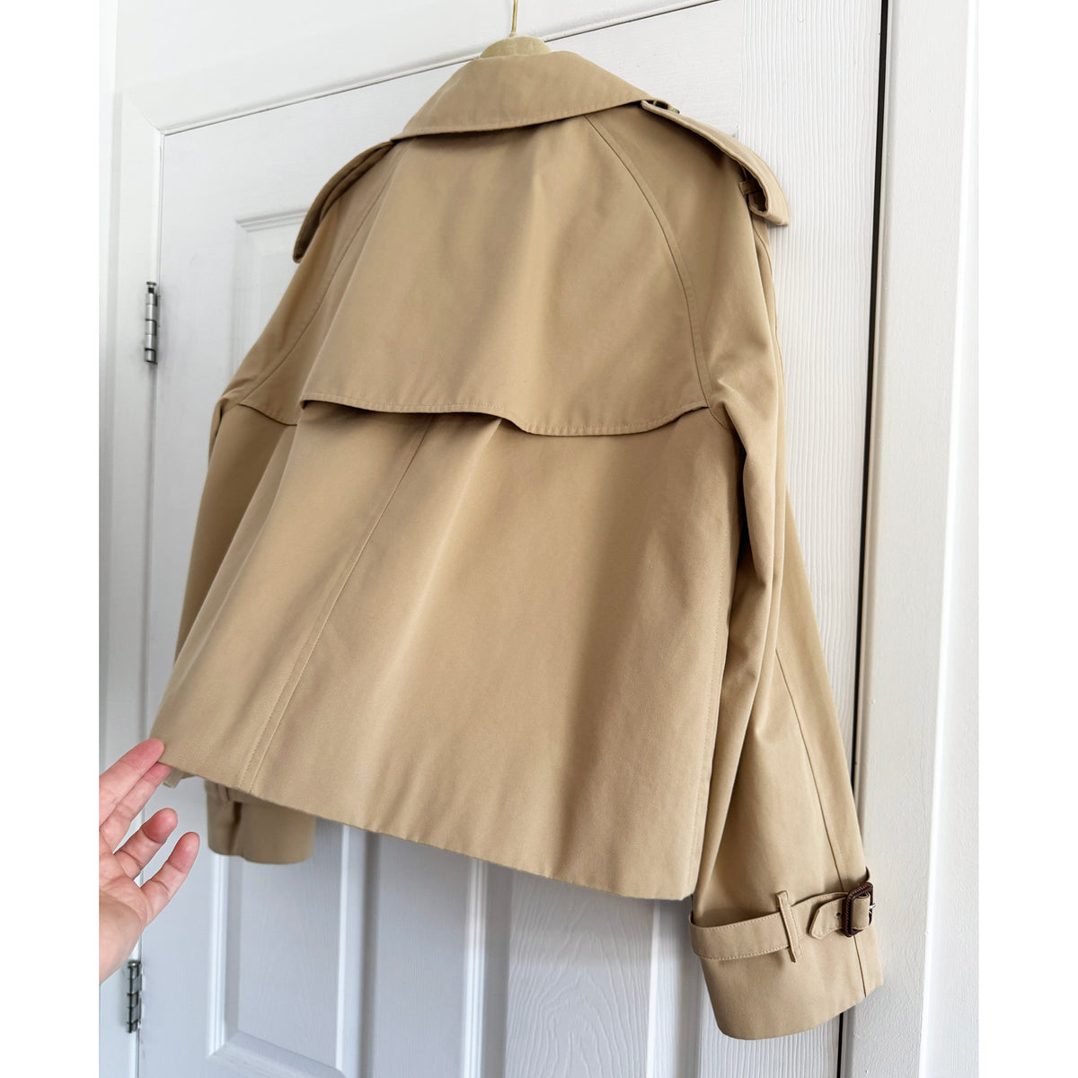 BURBERRY Cropped Gabardine Trench Jacket in Beige, size 10US