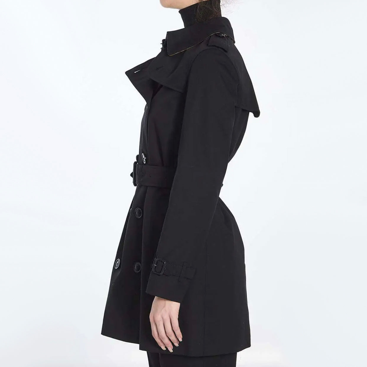 Burberry Short Trench Coat in Black, Size US 6 (8UK) - Fits like size 4 US
