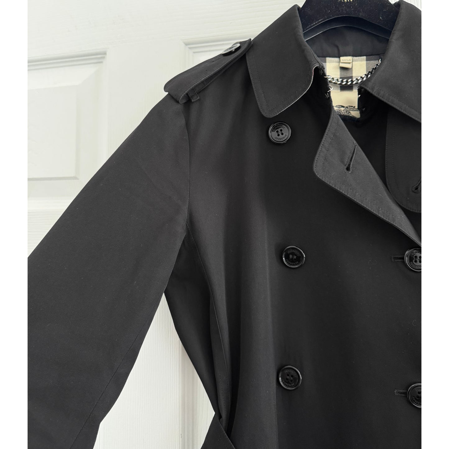 Burberry Short Trench Coat in Black, Size US 6 (8UK) - Fits like size 4 US