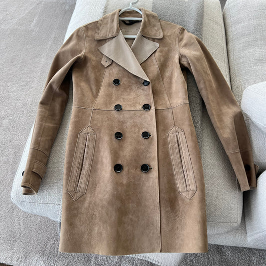 Burberry Prorsum Suede Double Breasted Jacket, size 42 (fits like size 6)