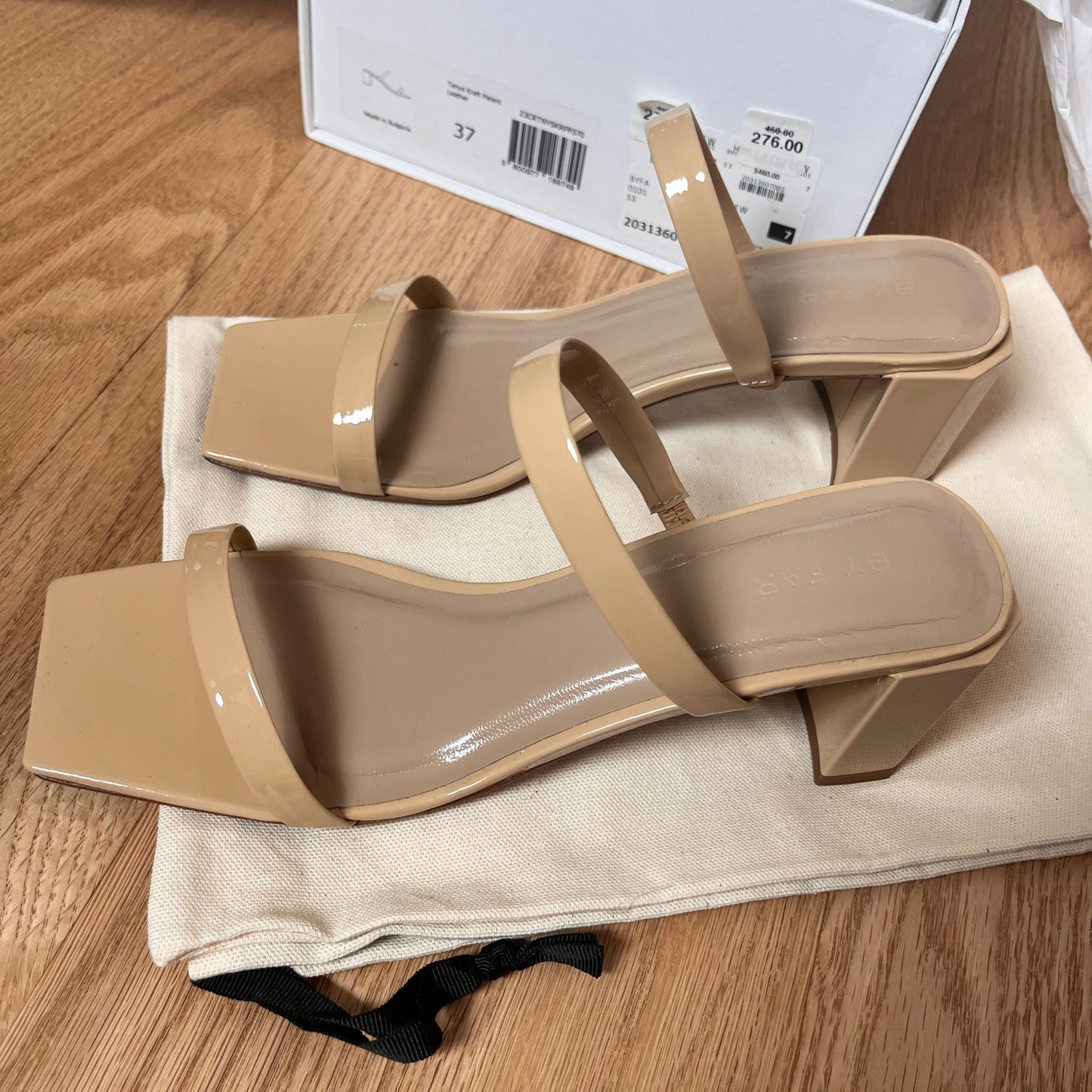 By Far "Tanya" Sandals in Nude Patent, size 37