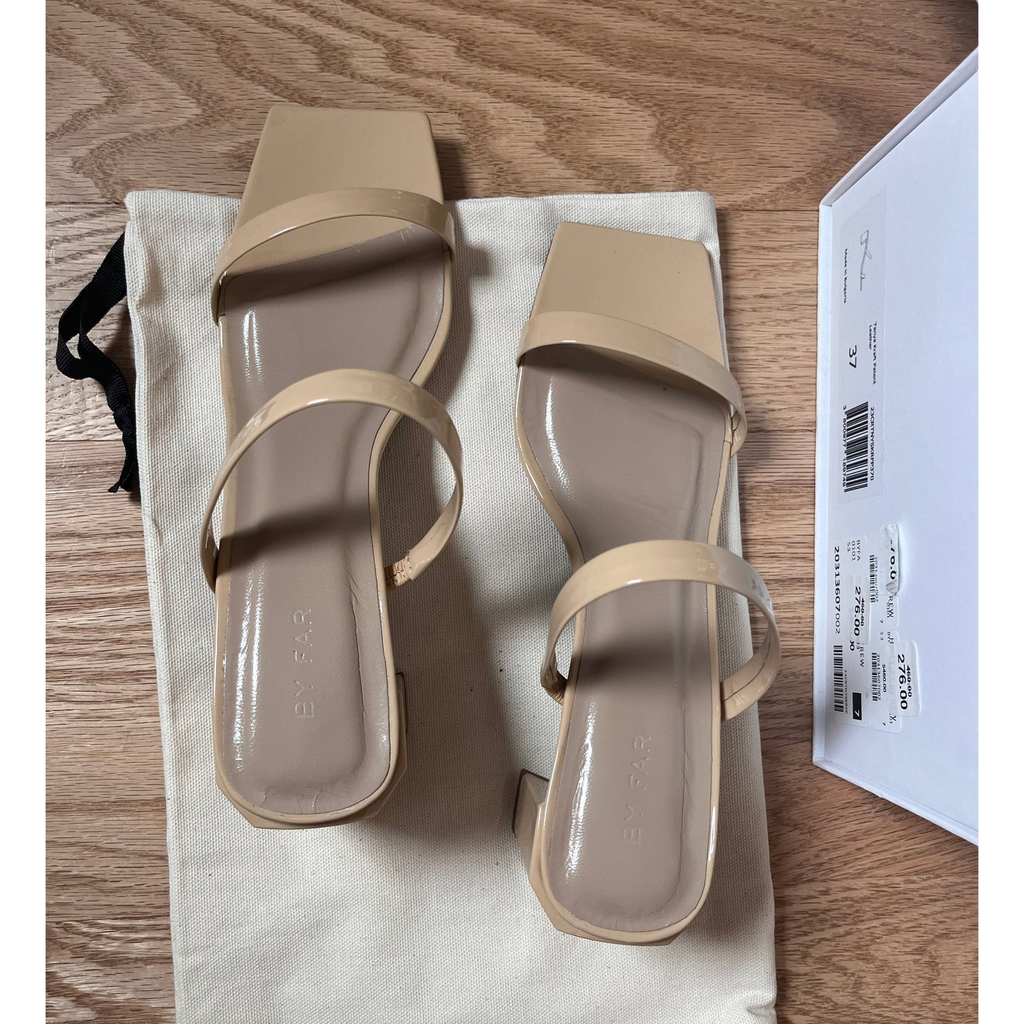 By Far "Tanya" Sandals in Nude Patent, size 37