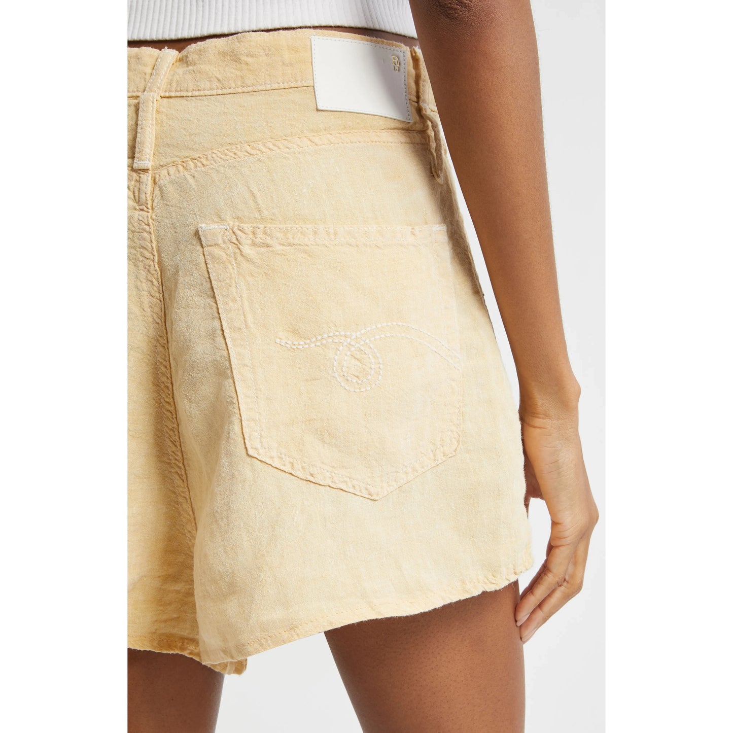 R13 "Double Loop Venti" Short in "Maize linen chambray", size 25 (fits 26 ish)