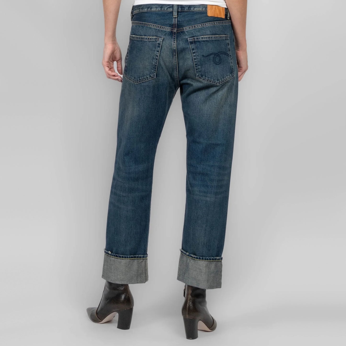 R13 *Limited Edition* Cuffed Boyfriend Jean in Adelaide Selvedge Blue, size 26