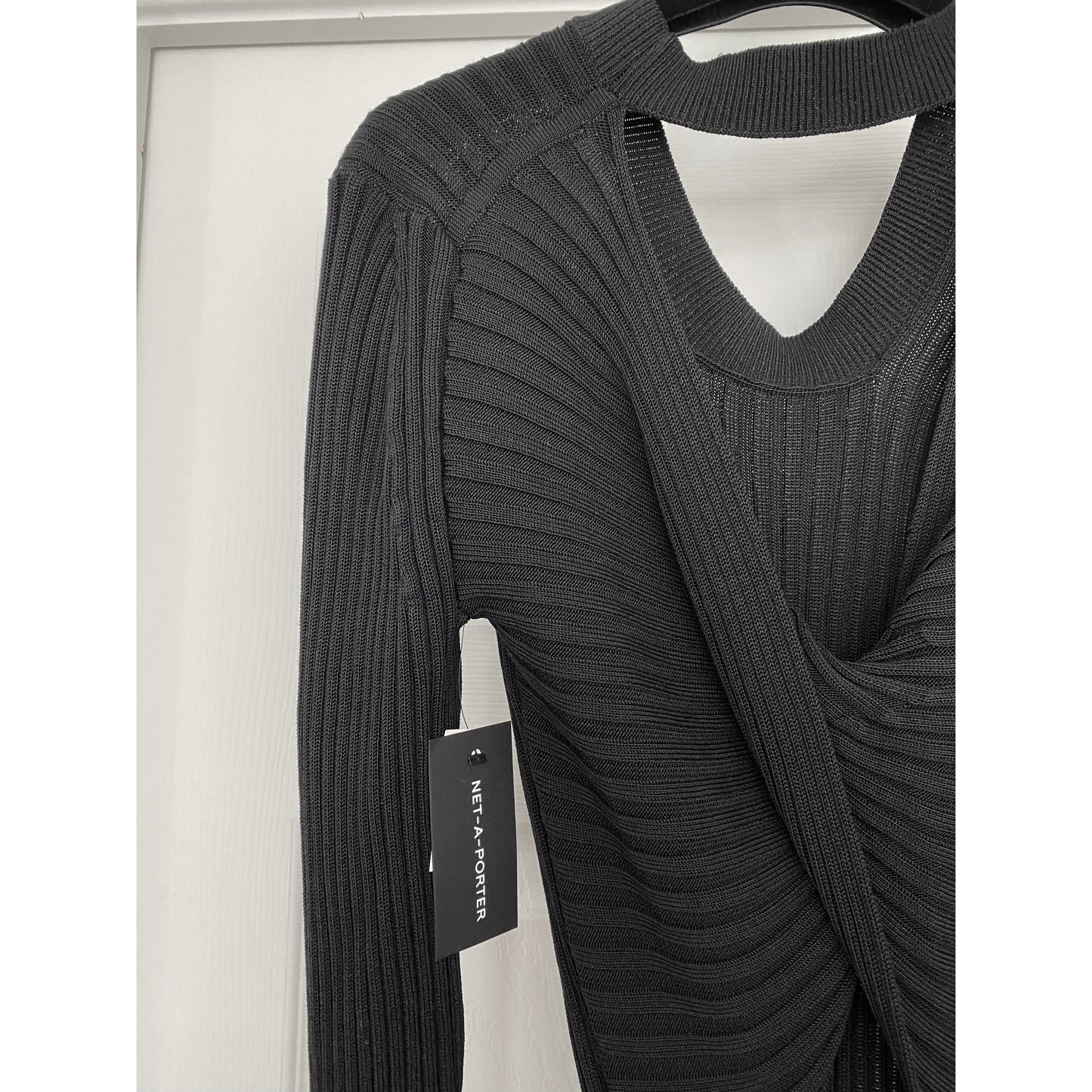 CAES Open-Back Ribbed-Knit Midi Dress in Black, size Large (fits M/L)