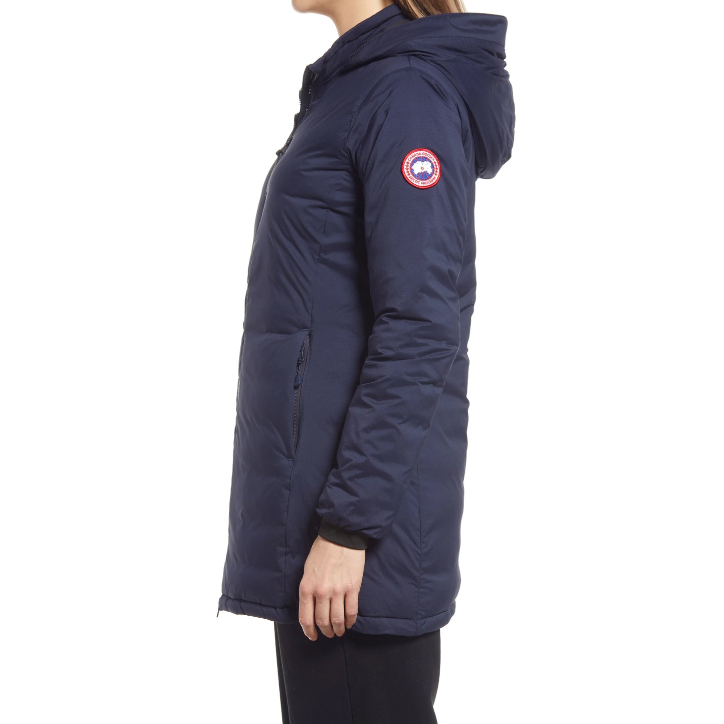 Canada Goose "Camp" Matte Hooded Down Jacket in Navy, size XL (fits M/L)
