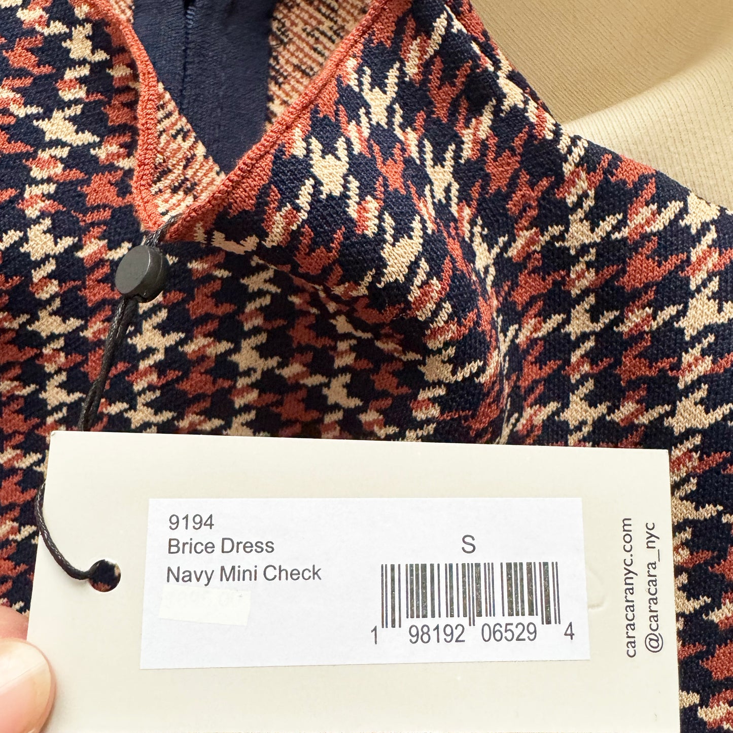 Cara Cara "Brice" Dress in Navy Check, size Small