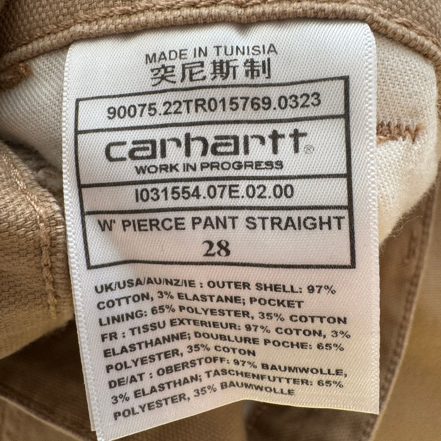 Carhardtt "Pierce" Pants in Khaki, size 28
