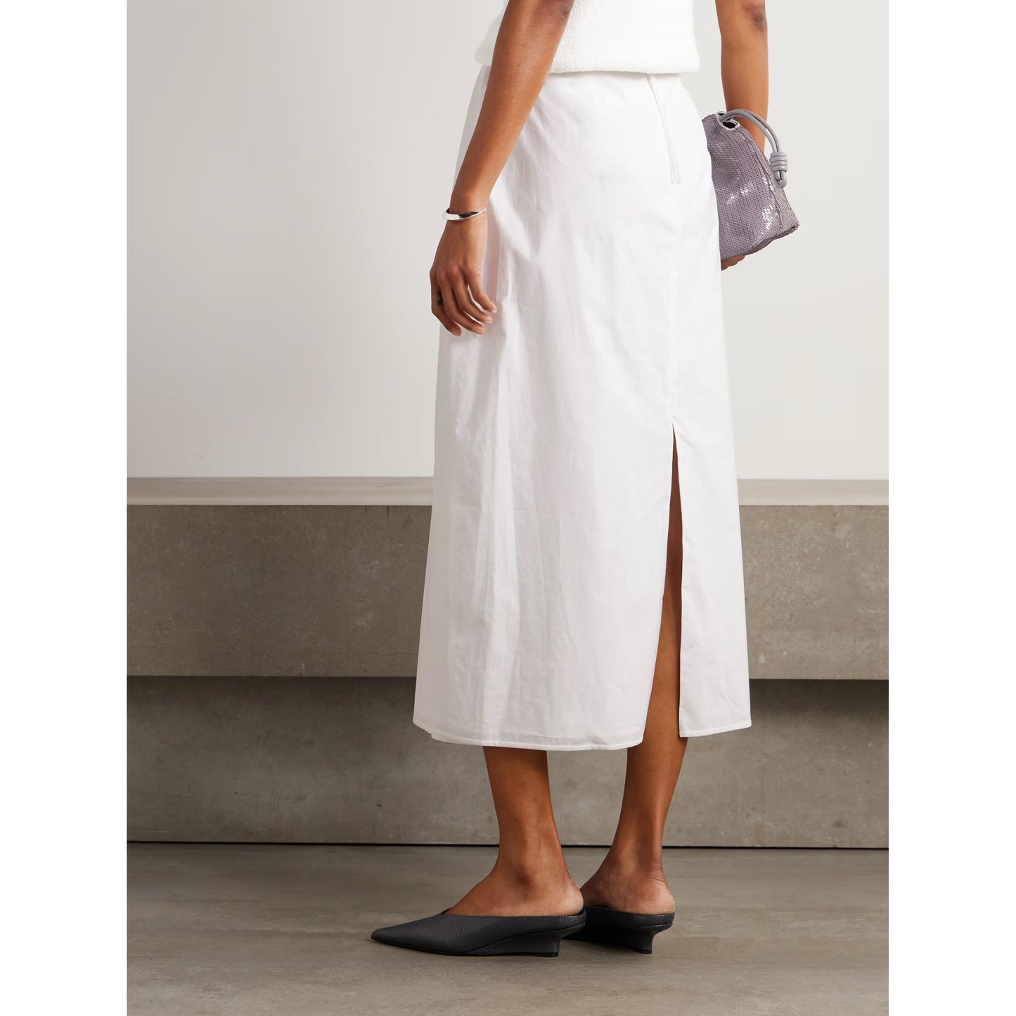 Carven "Tulip" Skirt in White Poplin, size 38