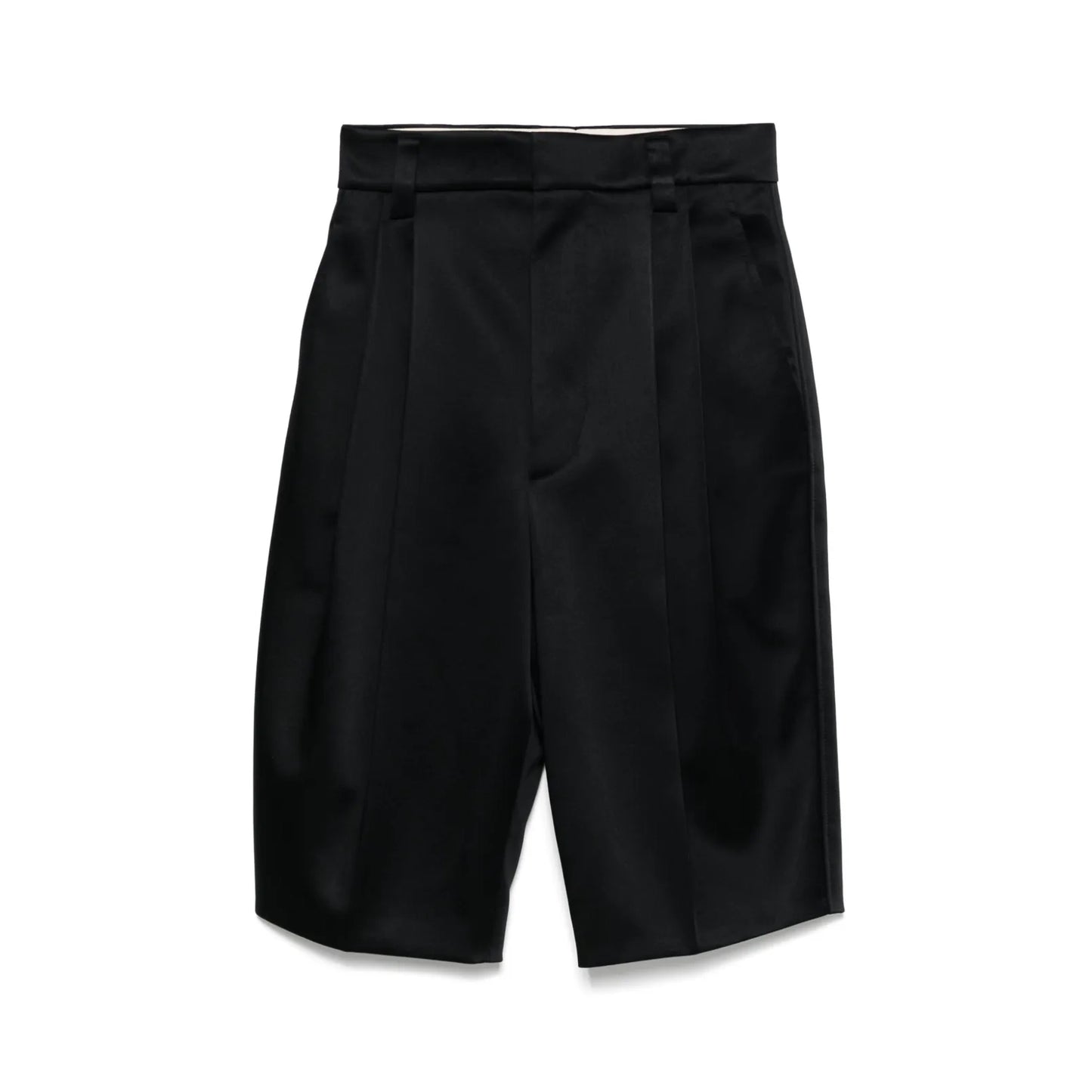 Carven Pleated Satin Bermuda Shorts, size 36