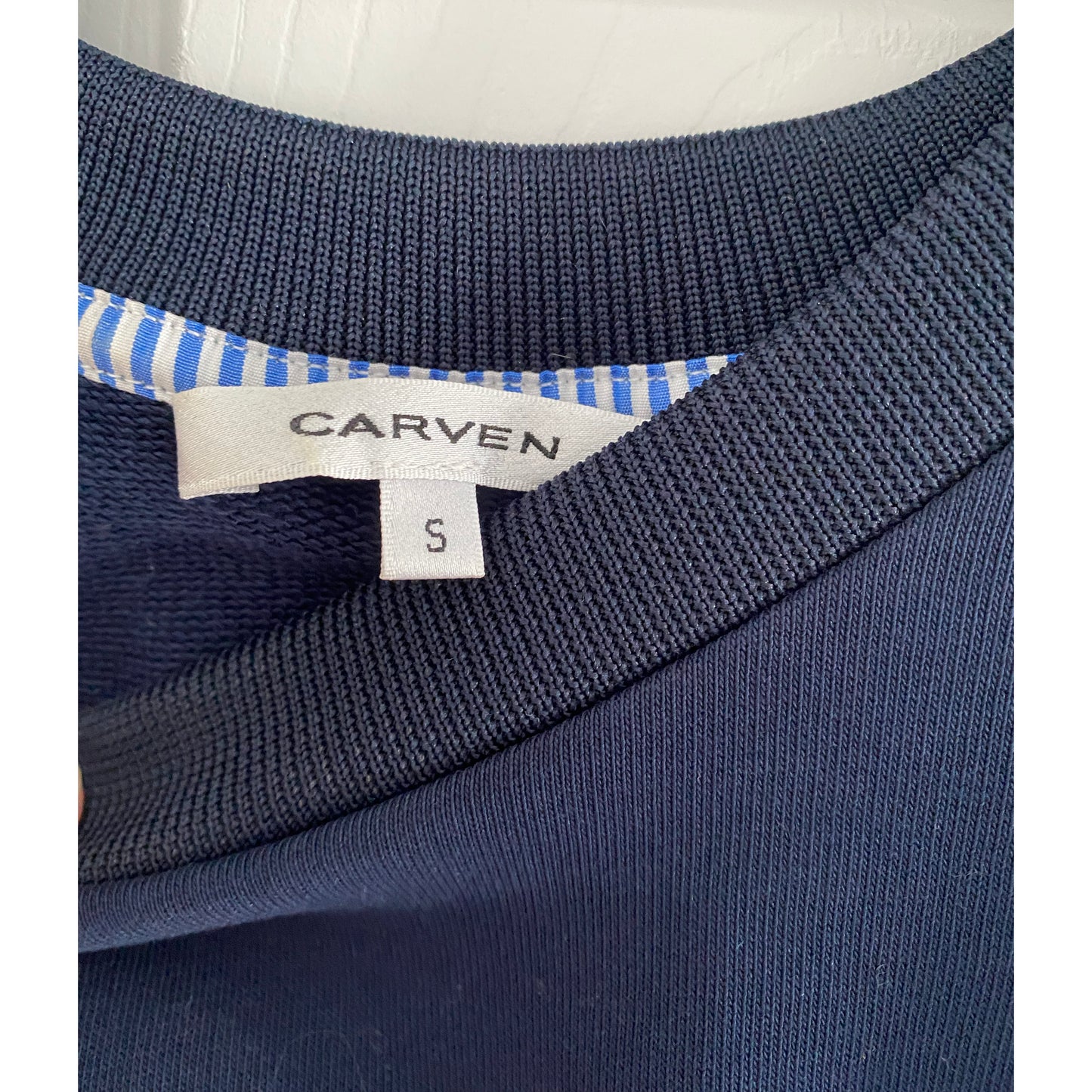 Carven Sweatshirt Dress with Striped Contrast Skirt, size Small (fits XS/S)