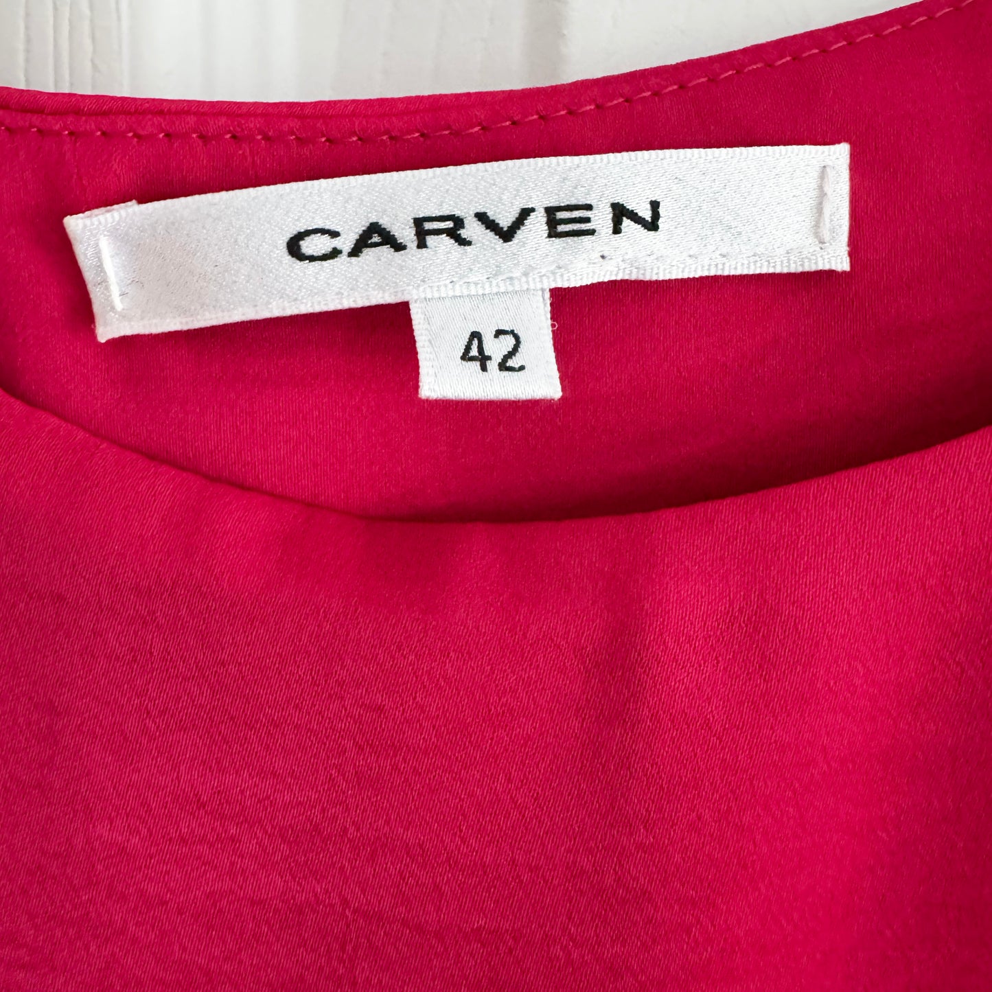 Carven Draped Front Crepe Dress in Fushia Pink, size 42