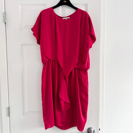 Carven Draped Front Crepe Dress in Fushia Pink, size 42