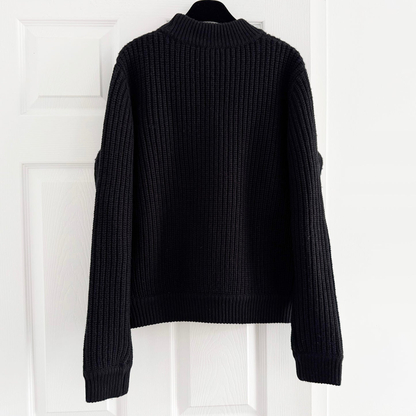Carven Criss Cross Front Wool Sweater in Black, size Large (fits M/L)