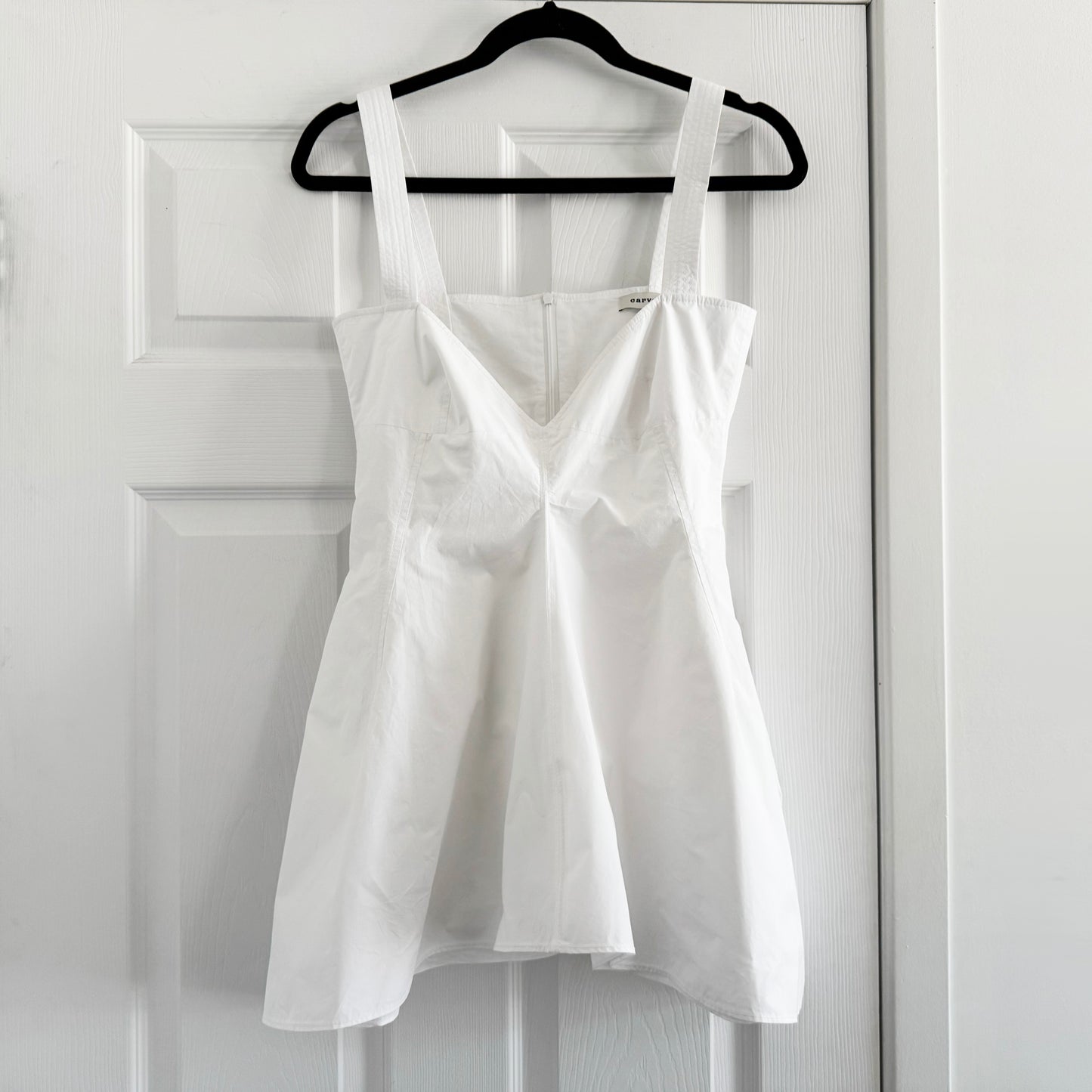 Carven Asymmetric Poplin Tank in White, size 36