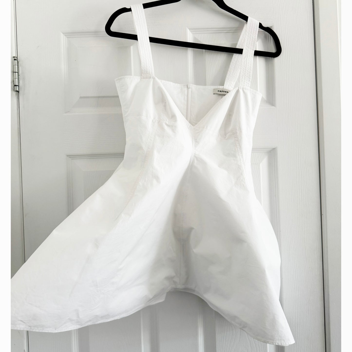 Carven Asymmetric Poplin Tank in White, size 36