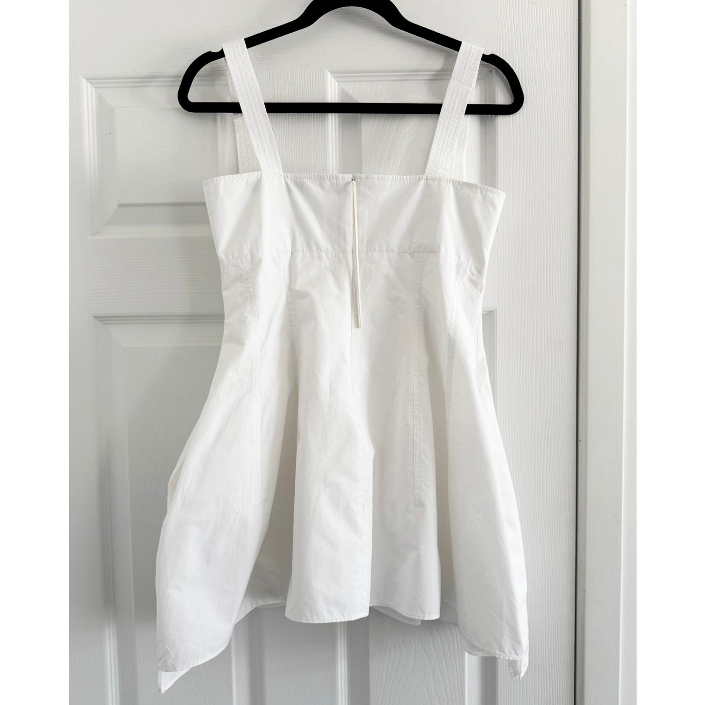 Carven Asymmetric Poplin Tank in White, size 36